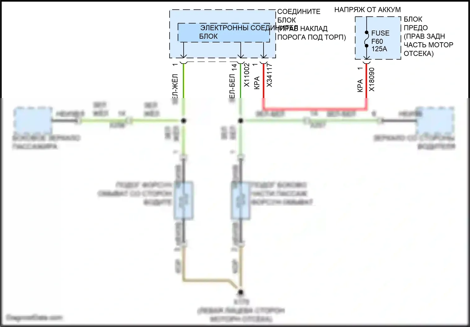 Cooper MINI III (2013-2018): Электросхема подогрева форсунки омывателя, кабриолет 