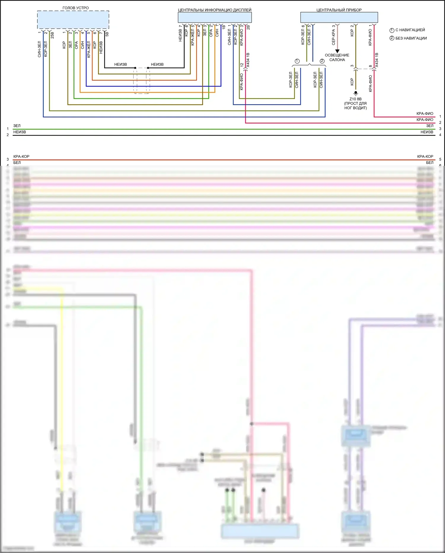 Cooper MINI III (2013-2018): Электросхема навигационной проводки, хэтчбек с базовой магнитолой и активным звуковым оформлением (2 из 4) 