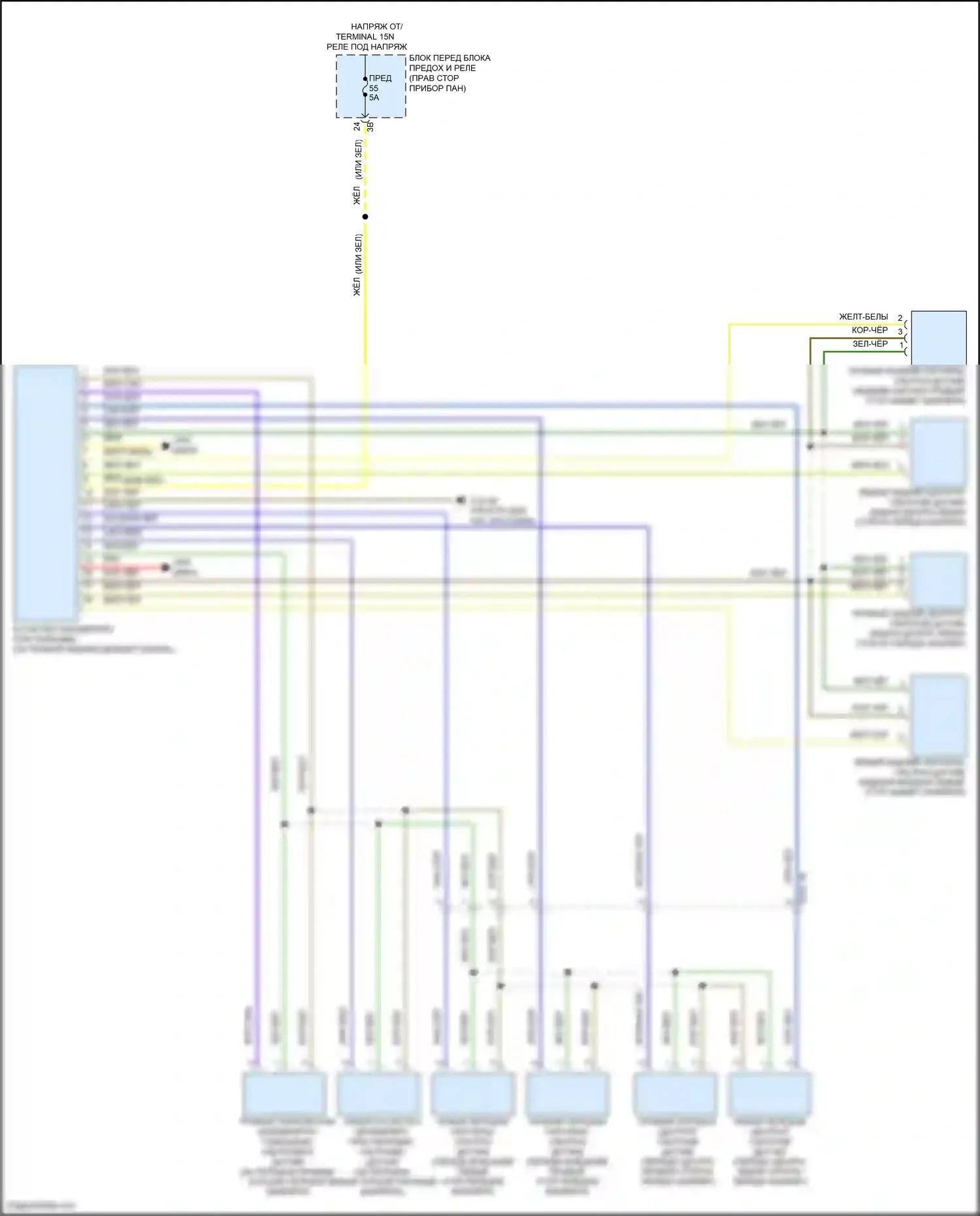 Cooper MINI III (2013-2018): Электросхема парктроника, хэтчбек 
