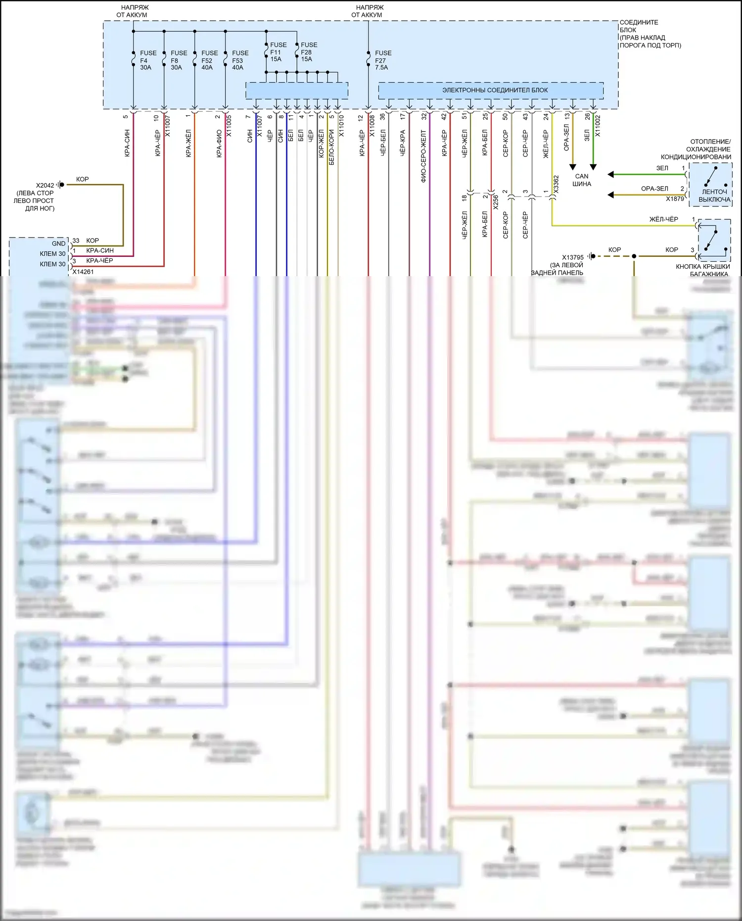 Cooper MINI III (2013-2018): Электросхема центрального замка, кабриолет 