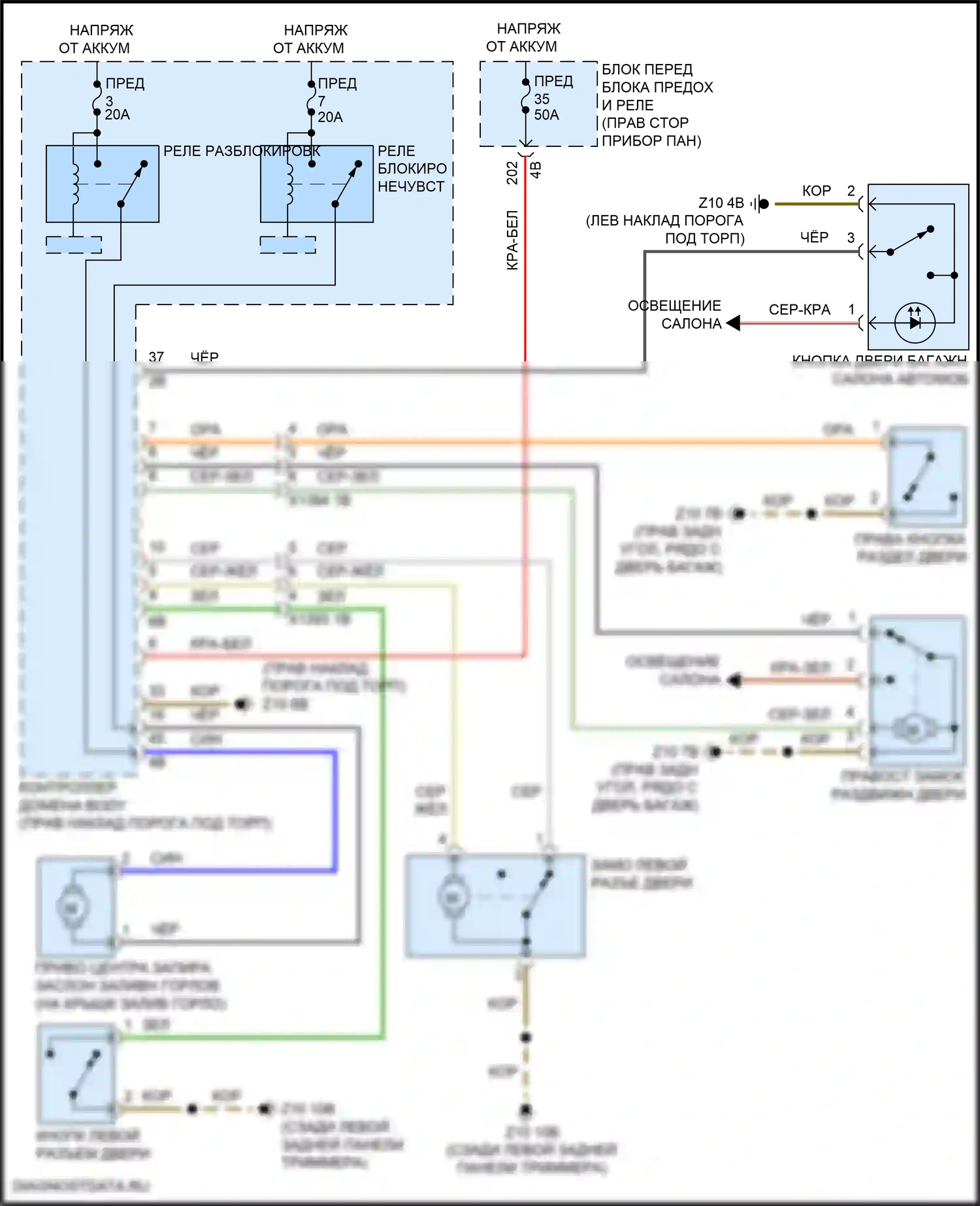 John Cooper Works Clubman MINI II рестайлинг (2019-2024): Электросхема открытия багажника и лючка топливного бака 