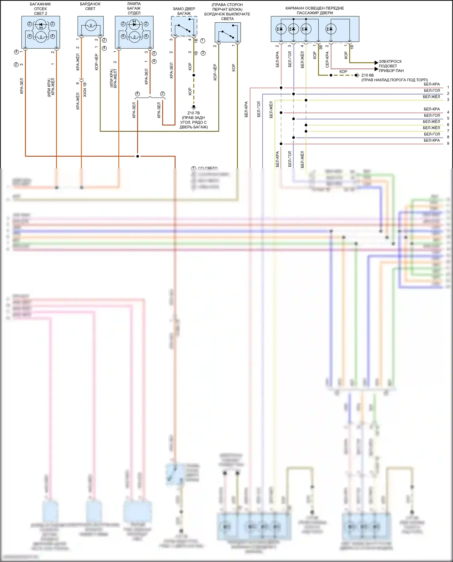John Cooper Works Clubman MINI II рестайлинг (2019-2024): Электросхема освещения салона (2 из 4) 