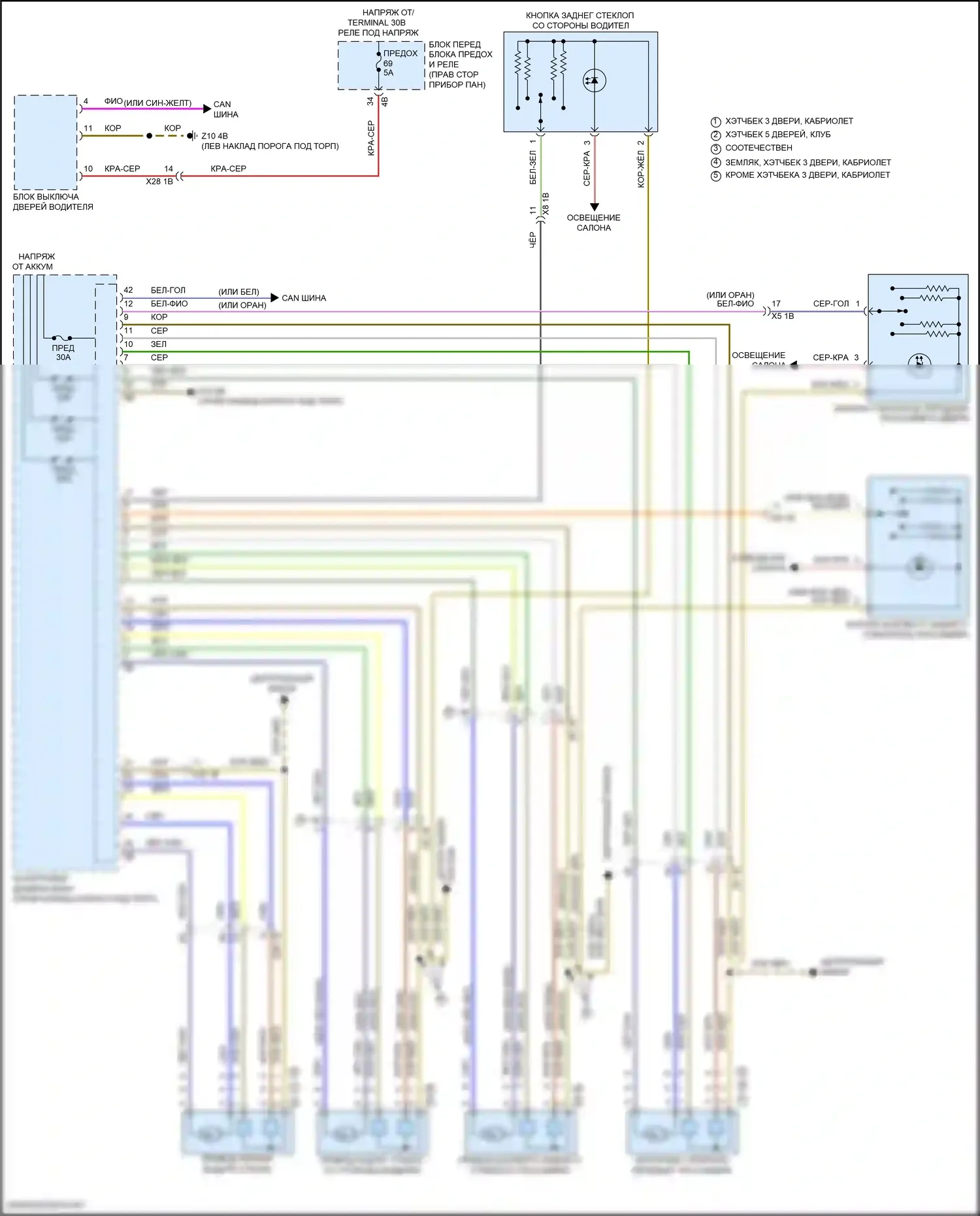 John Cooper Works Clubman MINI II рестайлинг (2019-2024): Стеклоподъемники электросхема 