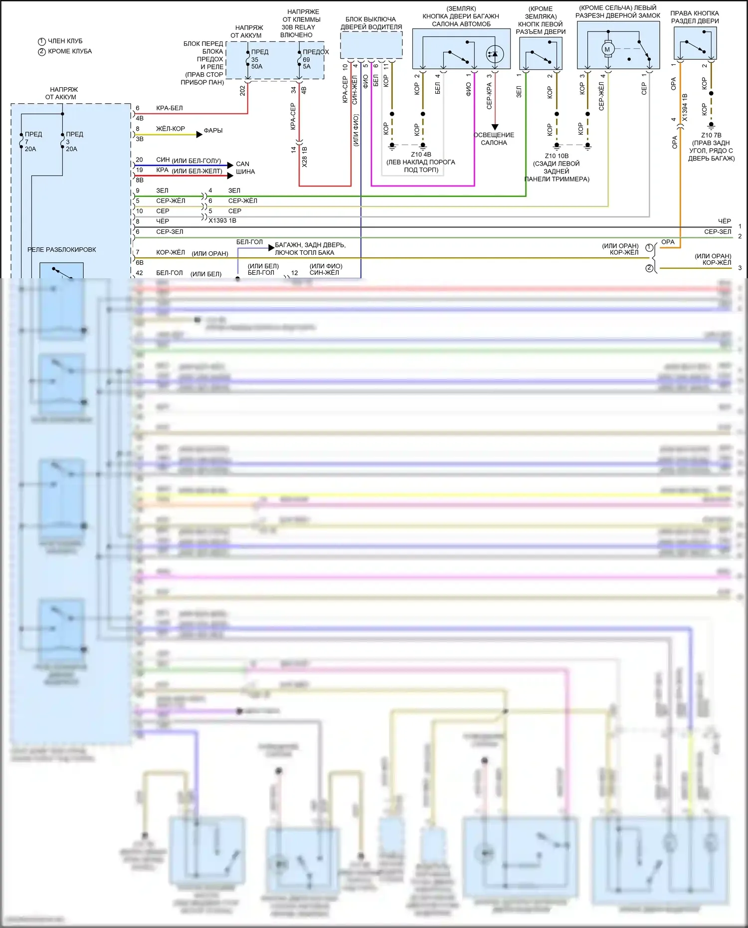 John Cooper Works Clubman MINI II рестайлинг (2019-2024): Электросхема центрального замка (1 из 3) 