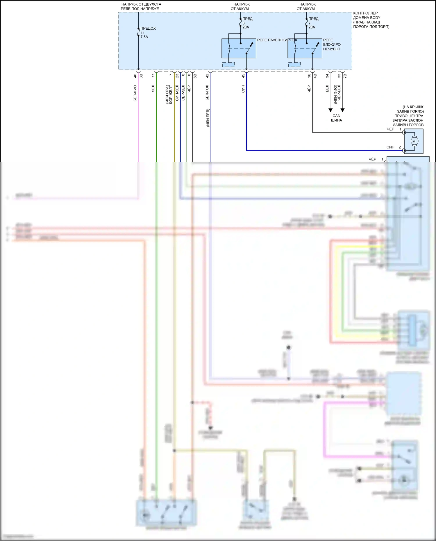 John Cooper Works Countryman MINI II рестайлинг (2020-2024): Электросхема открытия багажника и лючка топливного бака (2 из 2) 