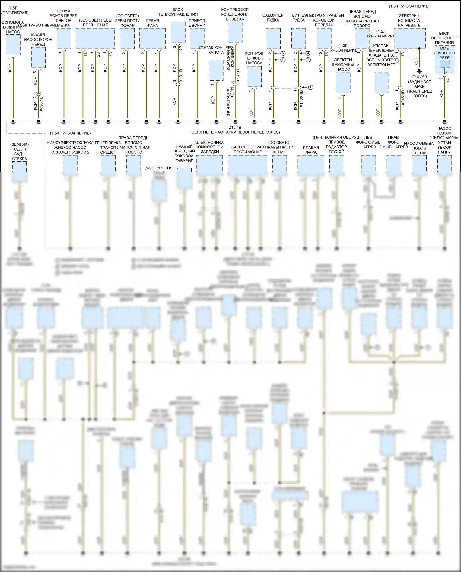 John Cooper Works Countryman MINI II рестайлинг (2020-2024): Электросхема точек подключения масс (1 из 4) 