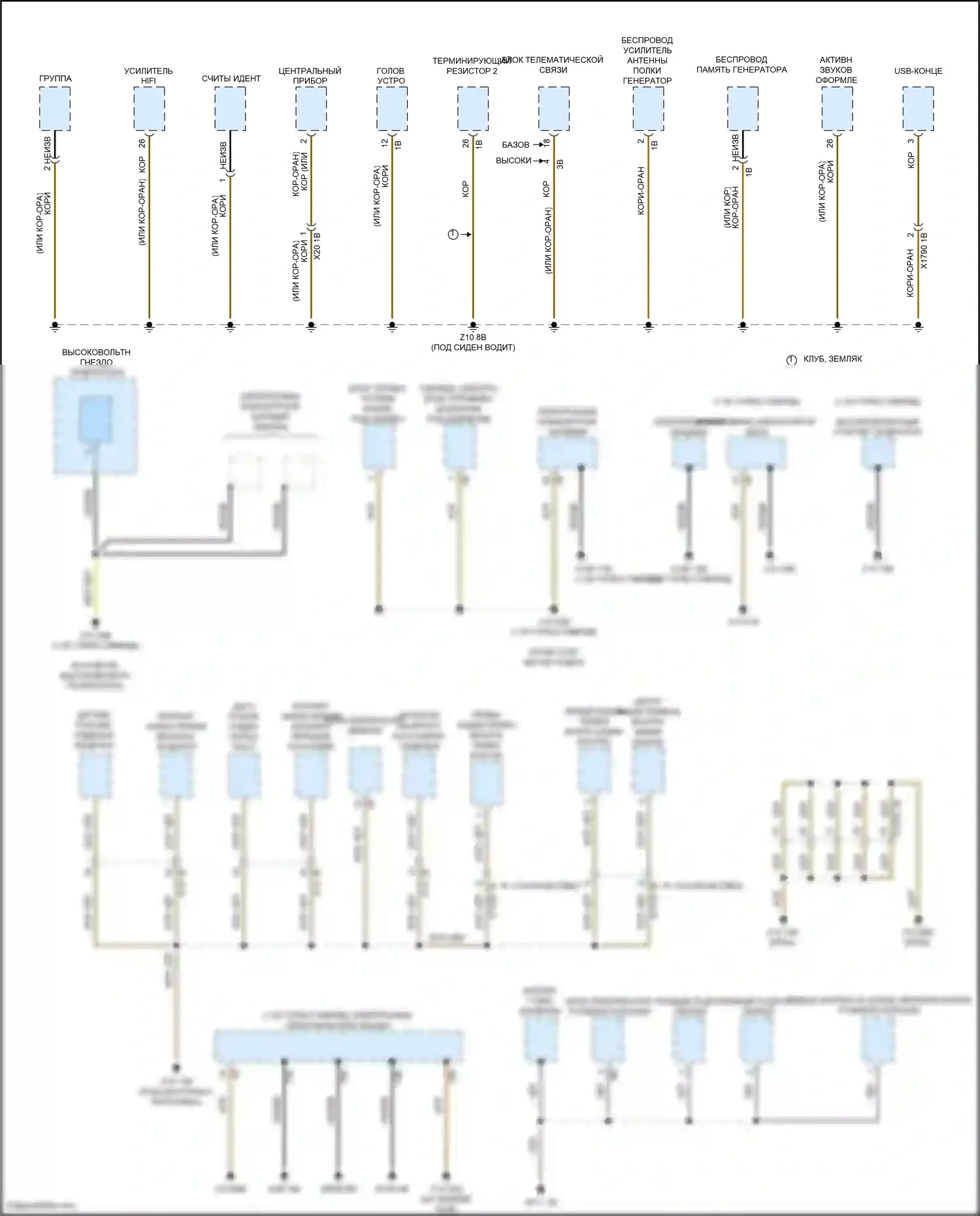 John Cooper Works Countryman MINI II рестайлинг (2020-2024): Электросхема точек подключения масс (4 из 4) 