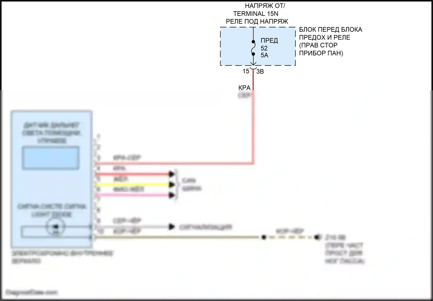 John Cooper Works Countryman MINI II рестайлинг (2020-2024): Электросхема электрохромного зеркала 