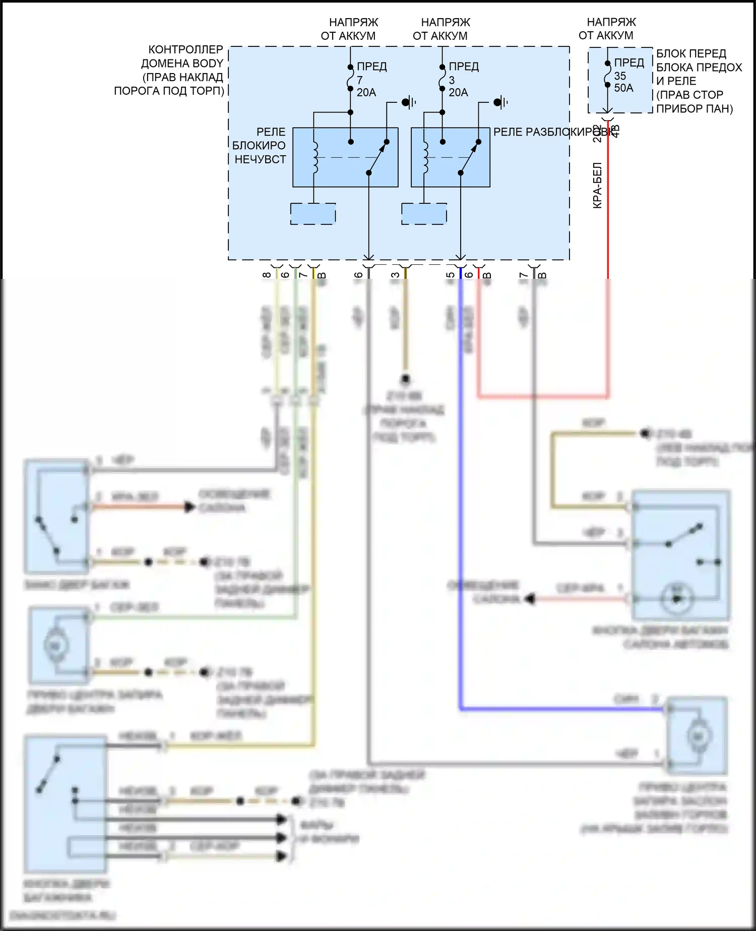 John Cooper Works Countryman MINI II (2016-2020): Электросхема открытия багажника и лючка топливного бака, кабриолет 