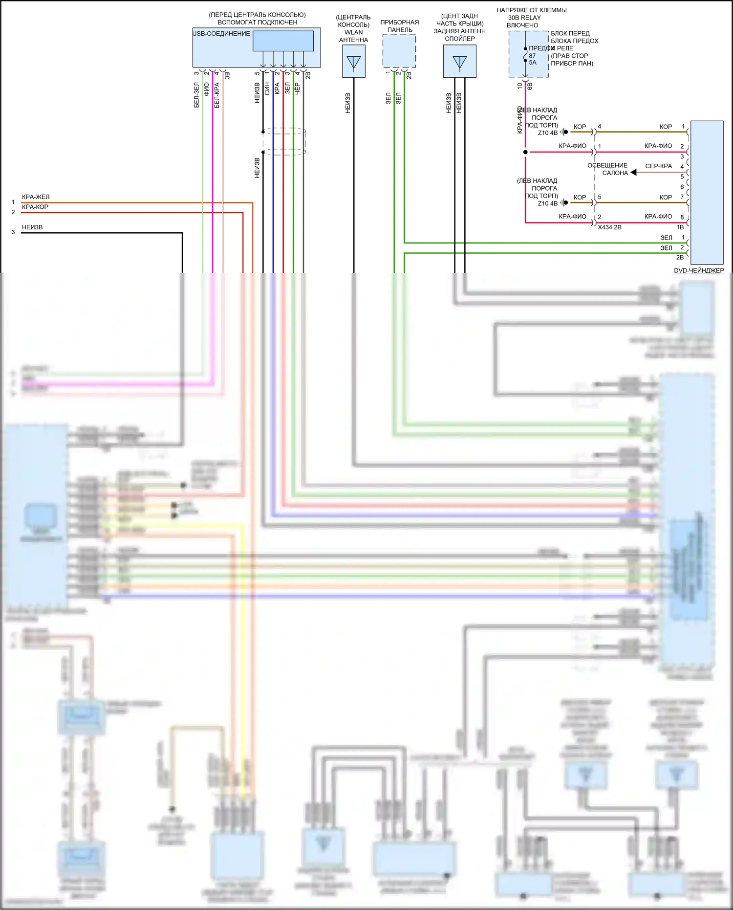 John Cooper Works Countryman MINI II (2016-2020): Электросхема навигационной проводки, с базовой магнитолой и активным звуковым оформлением (4 из 4) 