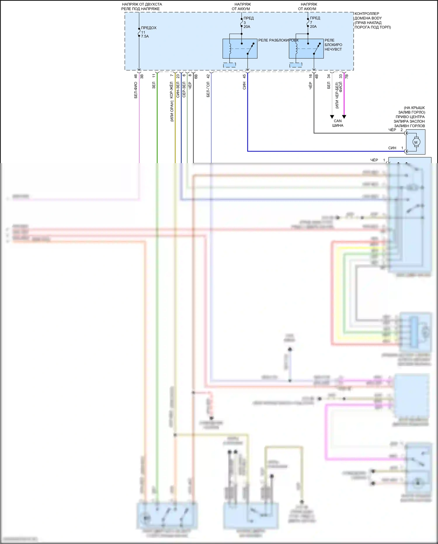 John Cooper Works Countryman MINI III (2023-2024): Электросхема открытия багажника и лючка топливного бака (2 из 2) 