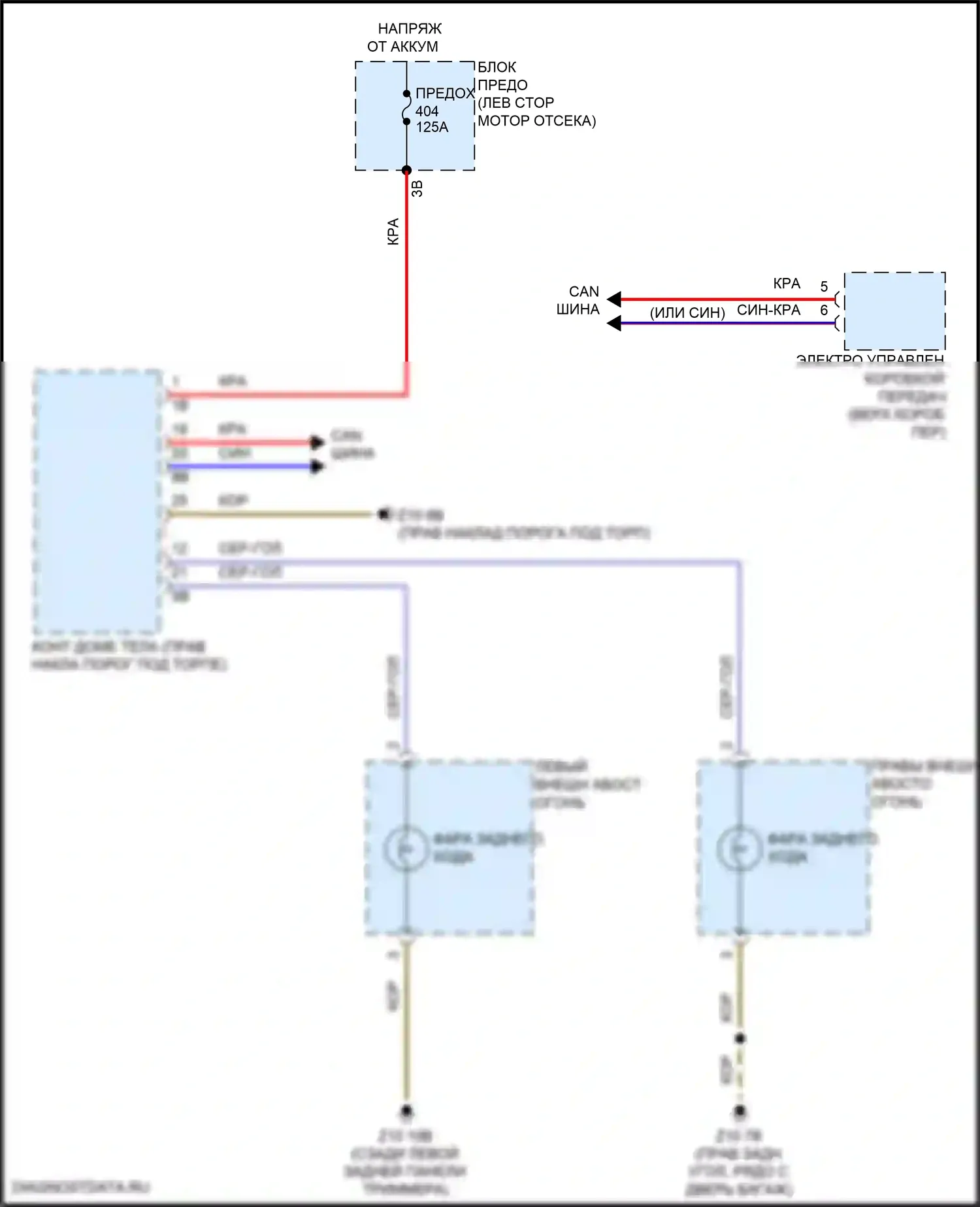 John Cooper Works Countryman MINI III (2023-2024): Электросхема фонарей заднего хода 