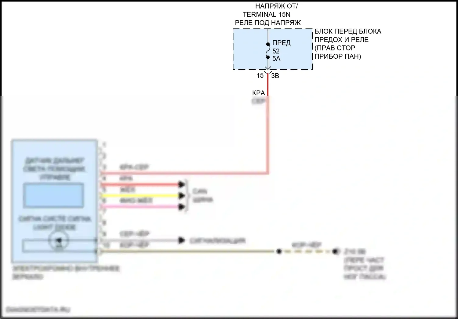John Cooper Works Countryman MINI III (2023-2024): Электросхема электрохромного зеркала 
