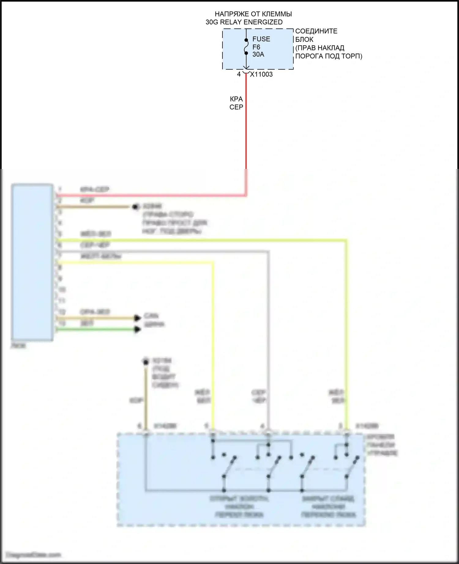 John Cooper Works MINI II рестайлинг (2010-2013): Электросхема люка 