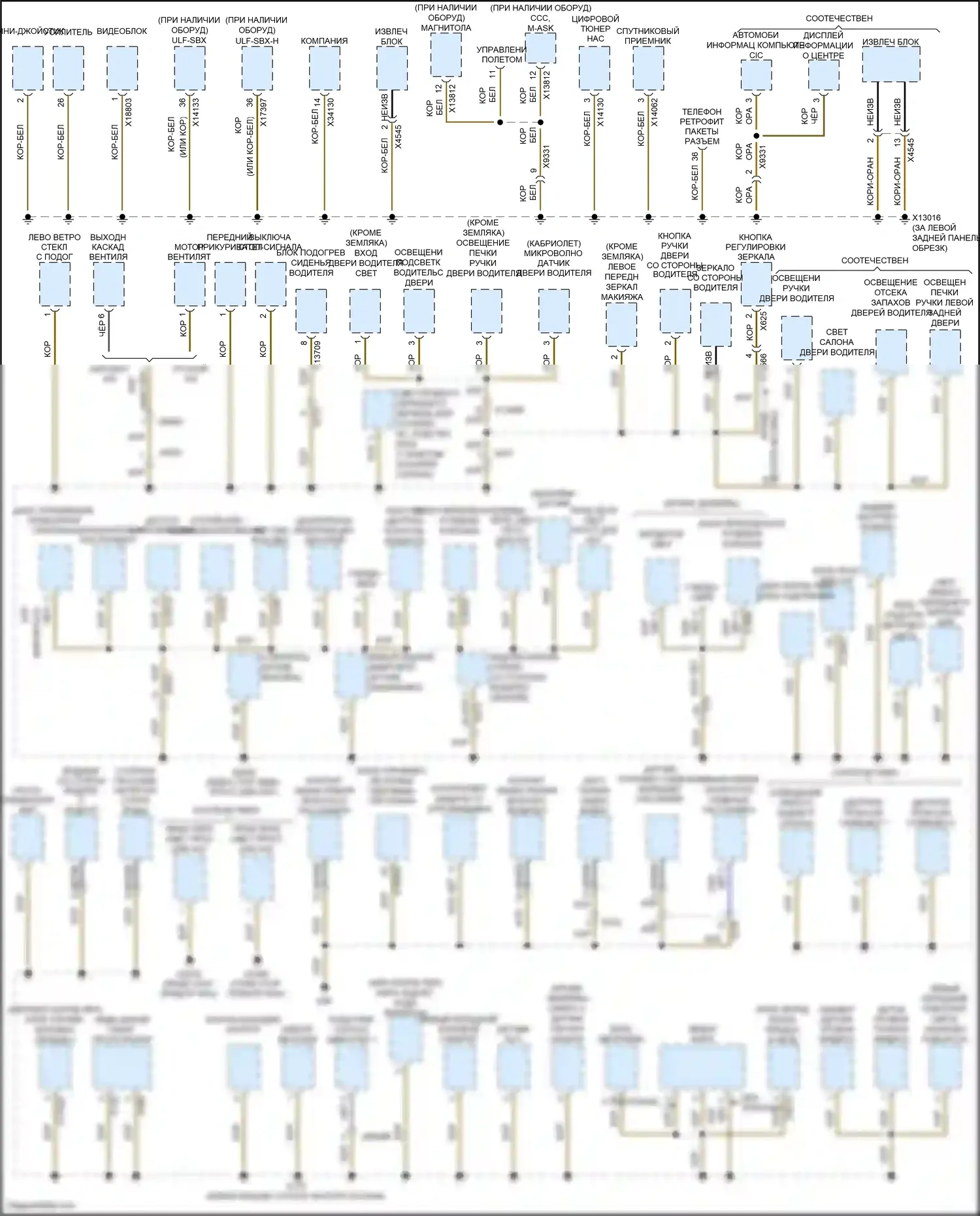 John Cooper Works MINI II рестайлинг (2010-2013): Электросхема точек подключения масс (2 из 3) 