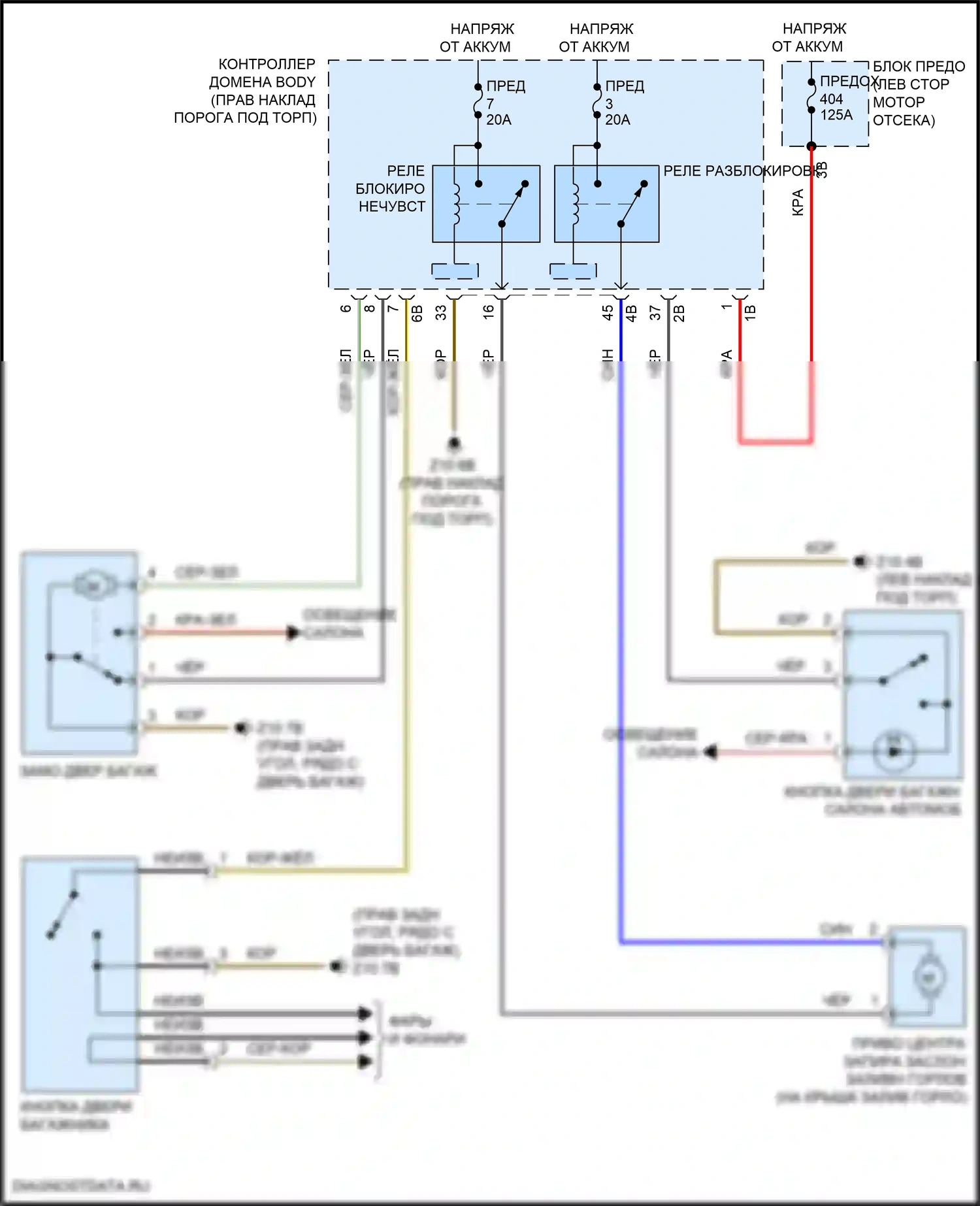 John Cooper Works MINI III рестайлинг 2 (2021-2024): Электросхема открытия багажника и лючка топливного бака, хэтчбек 