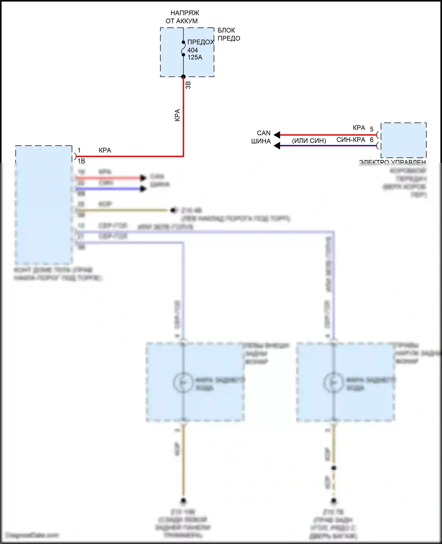 John Cooper Works MINI III рестайлинг (2018-2021): Электросхема фонарей заднего хода 