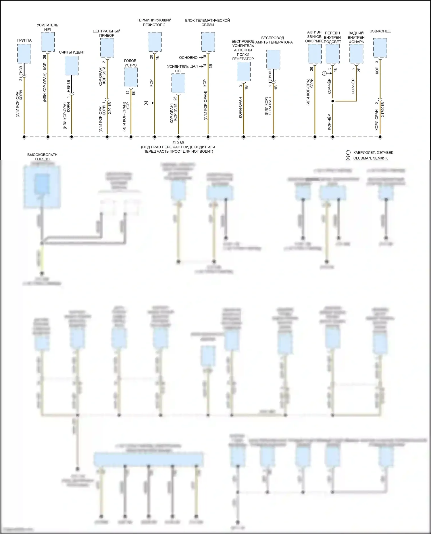 John Cooper Works MINI III рестайлинг (2018-2021): Электросхема точек подключения масс (4 из 4) 