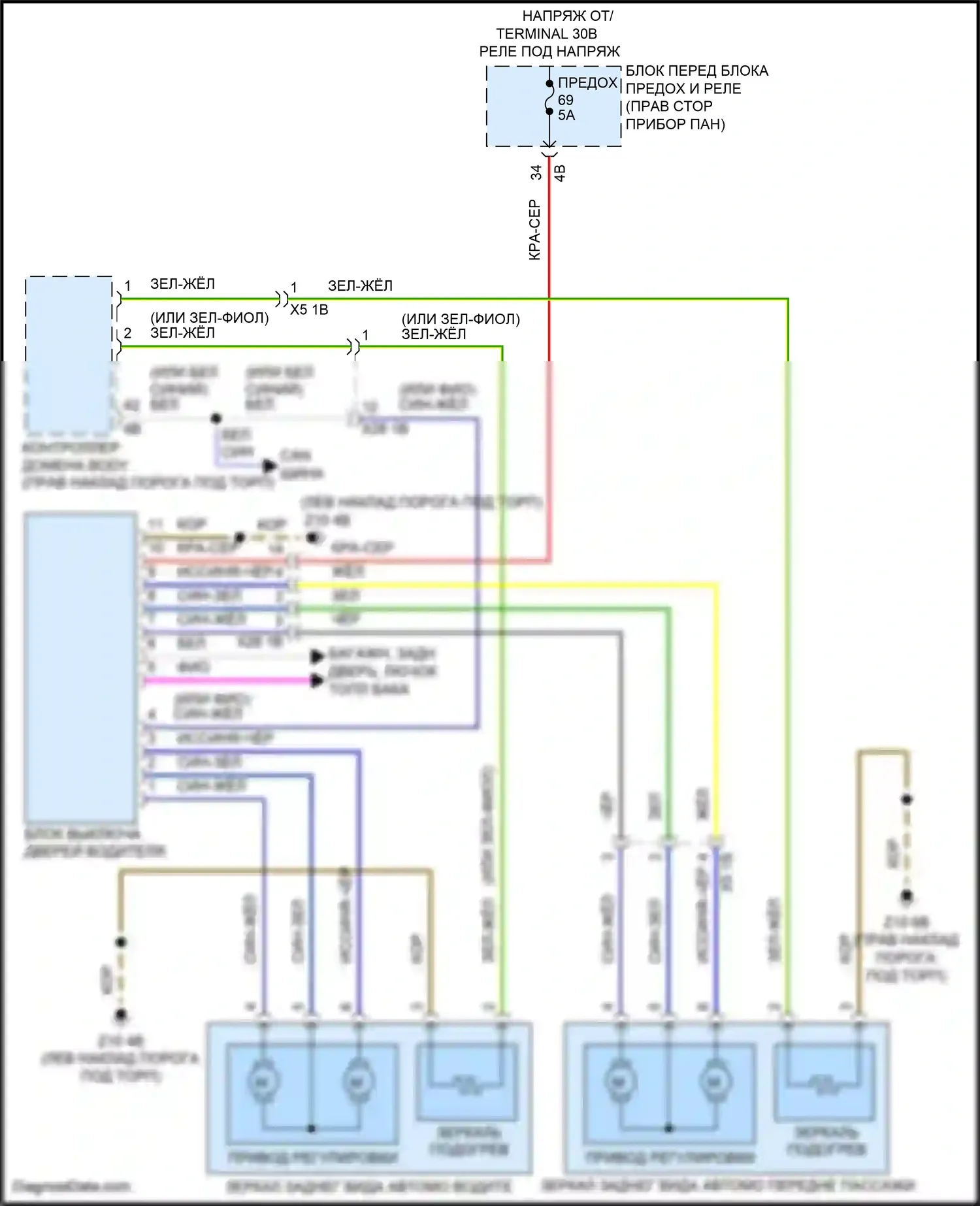 John Cooper Works MINI III рестайлинг (2018-2021): Управление зеркалами заднего вида электросхема, без функции lin bus 
