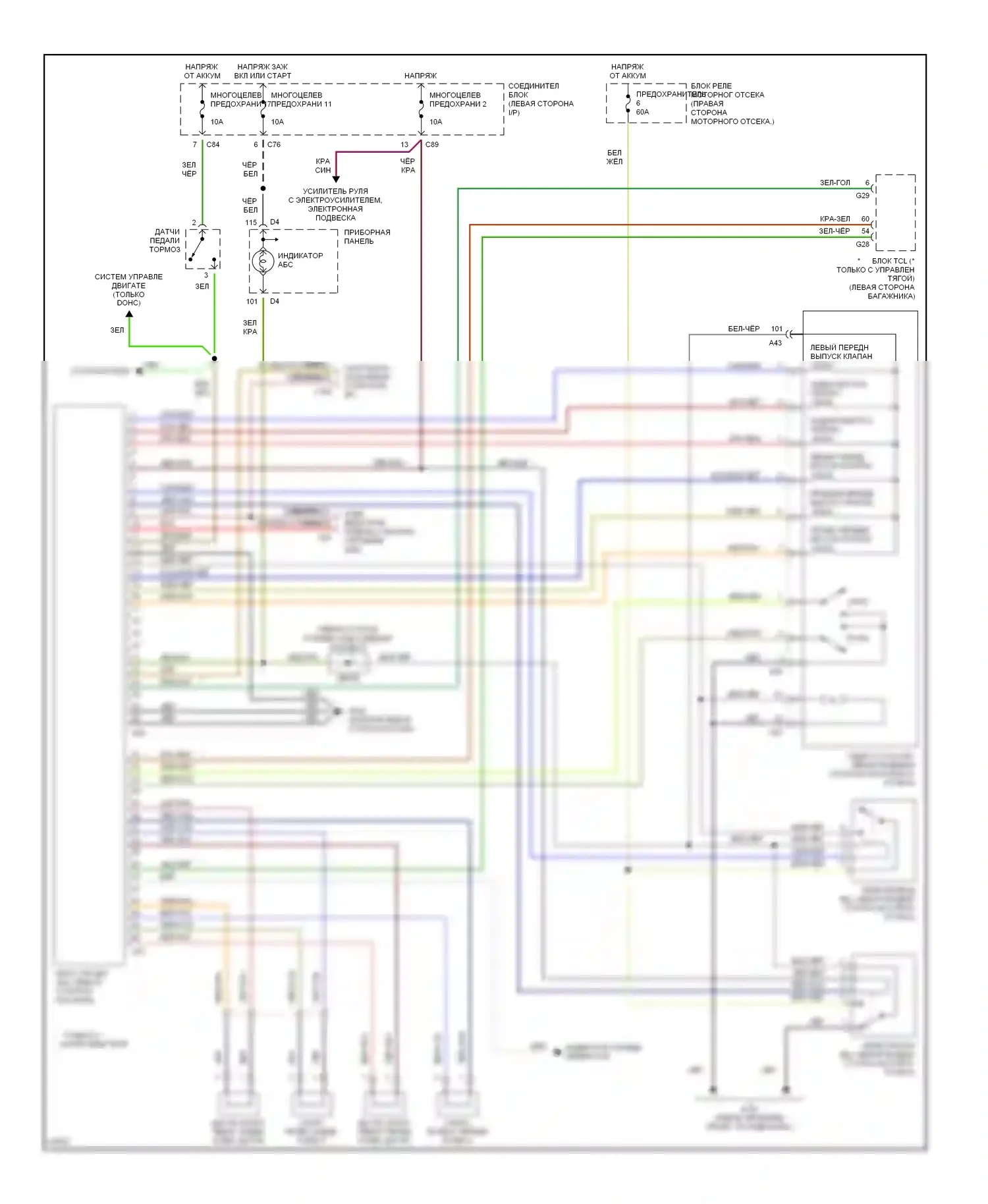 Diamante Mitsubishi I (1989-1997): Антиблокировочная система abs электросхема 
