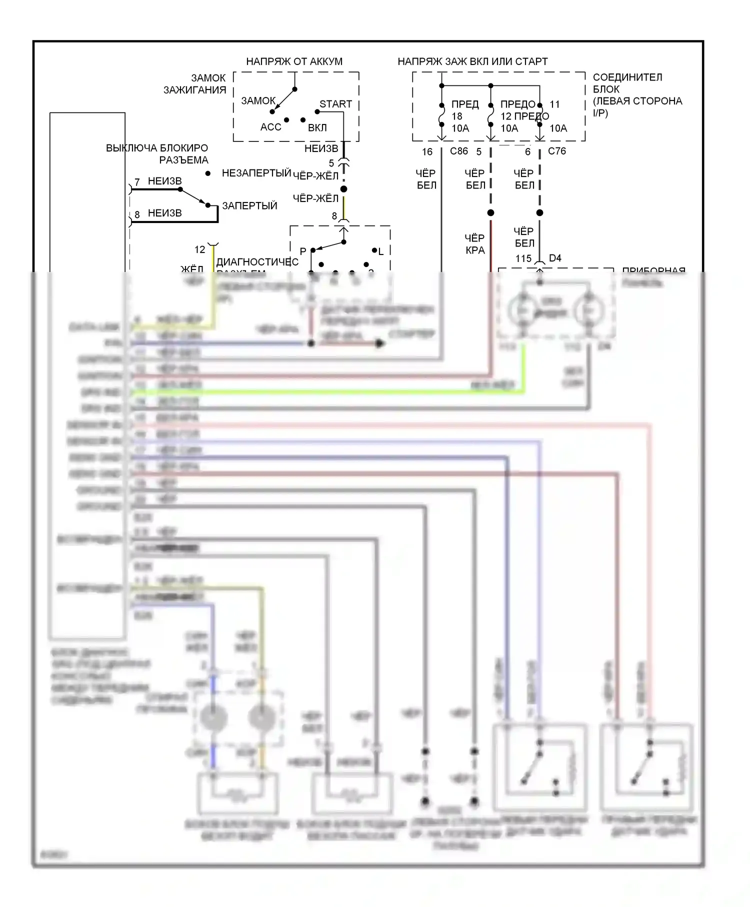 Diamante Mitsubishi I (1989-1997): Электросхема подушек безопасности 