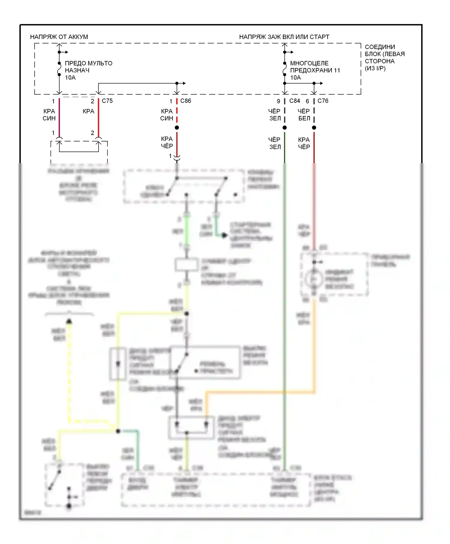 Diamante Mitsubishi I (1989-1997): Электросхемы системы оповещения 
