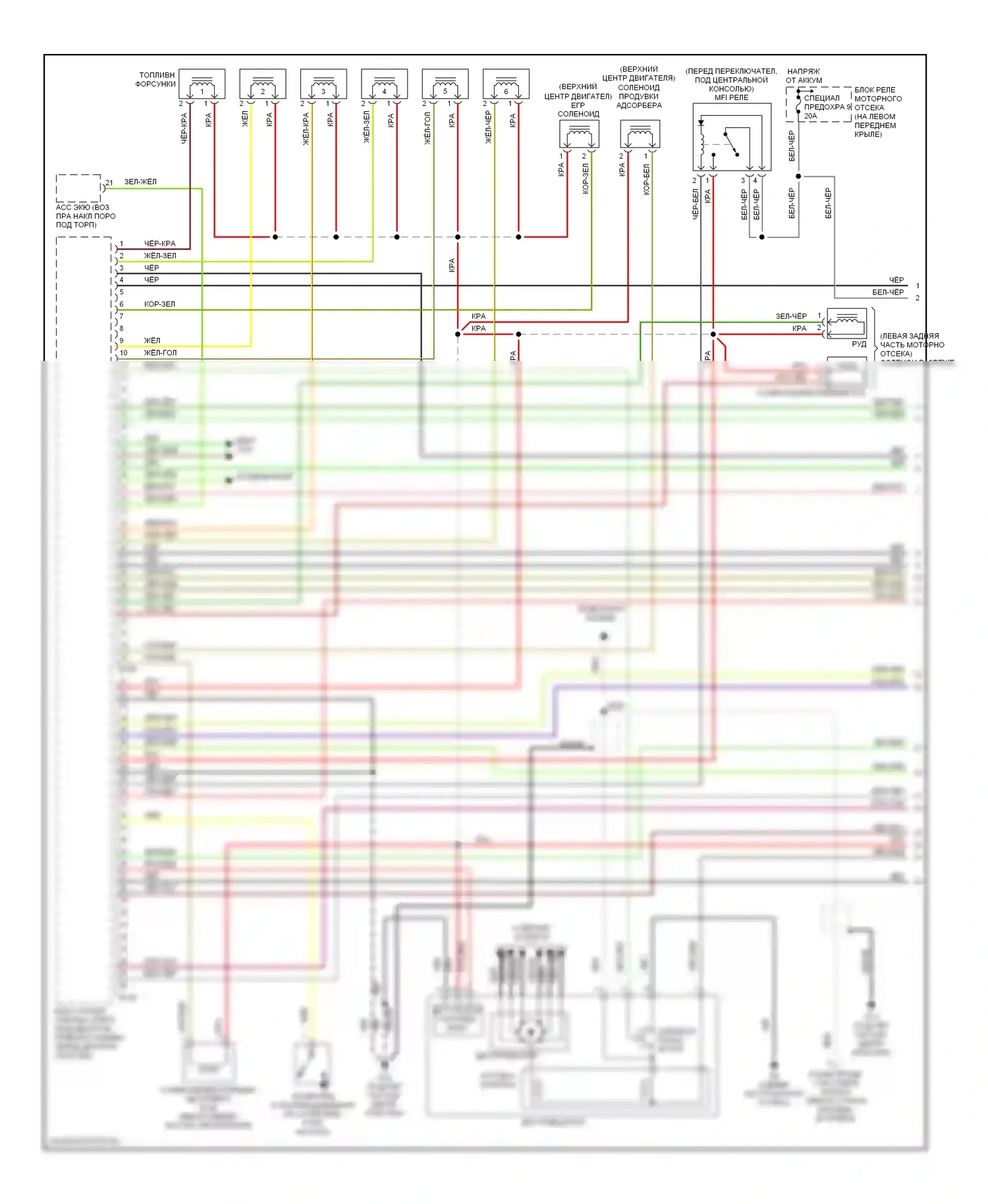 Diamante Mitsubishi II (1995-2005): Электросхема двигателя 3.5l (1 из 4) 