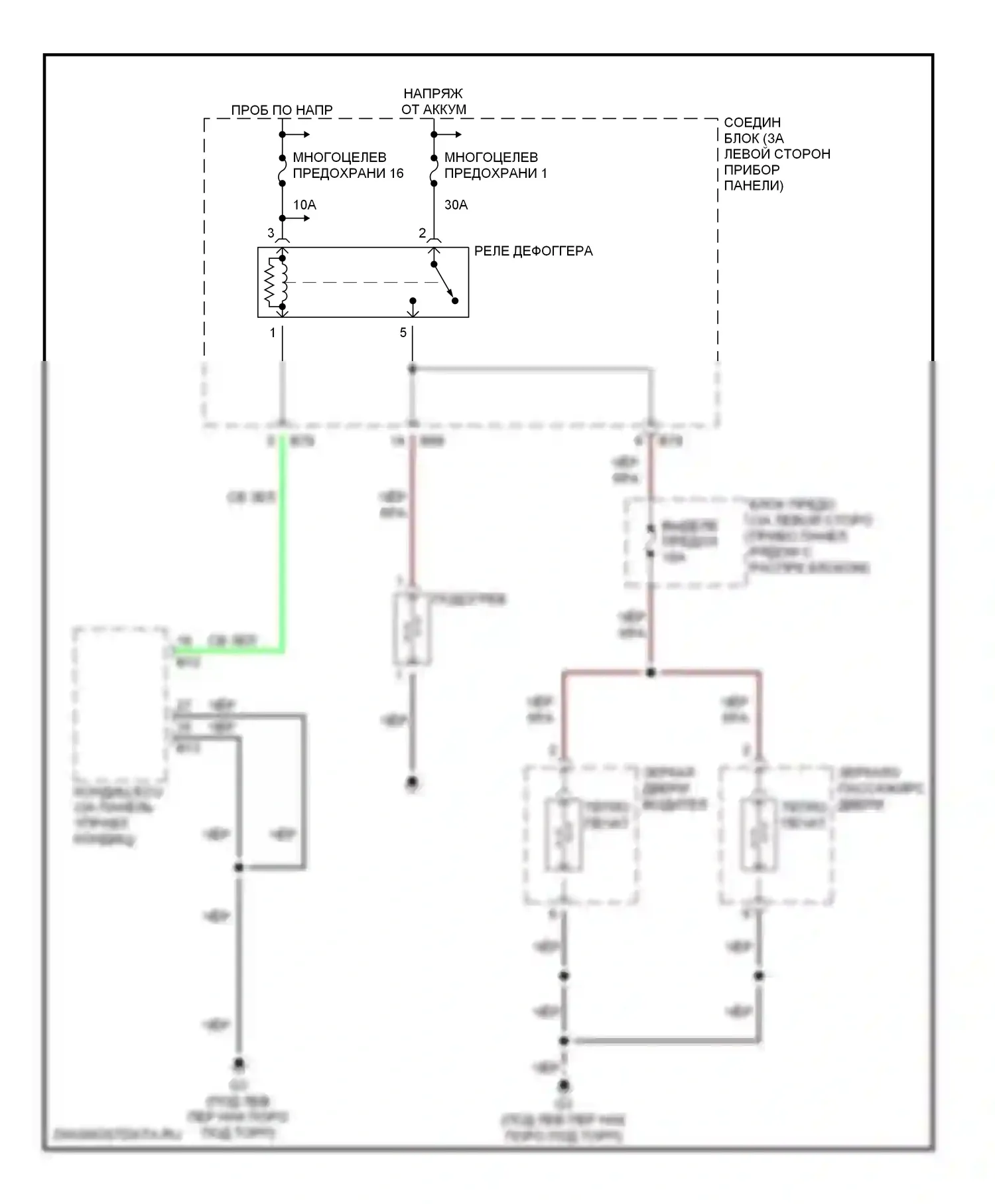 Diamante Mitsubishi II (1995-2005): Электросхема подогрева стекол 