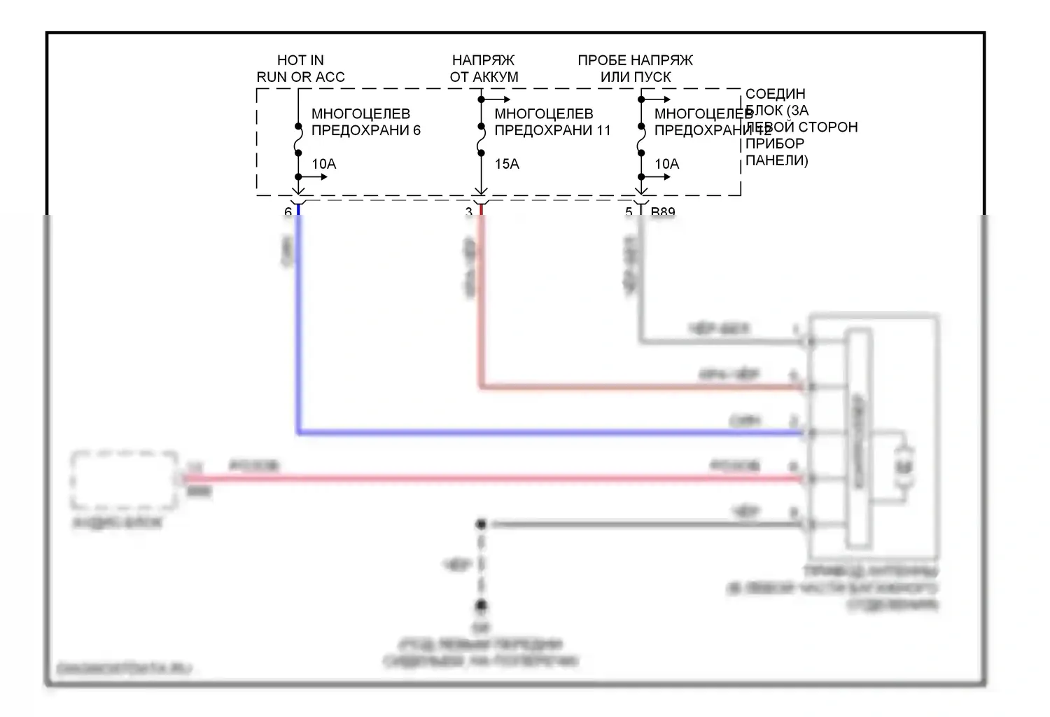 Diamante Mitsubishi II (1995-2005): Электросхема силовой антенны 