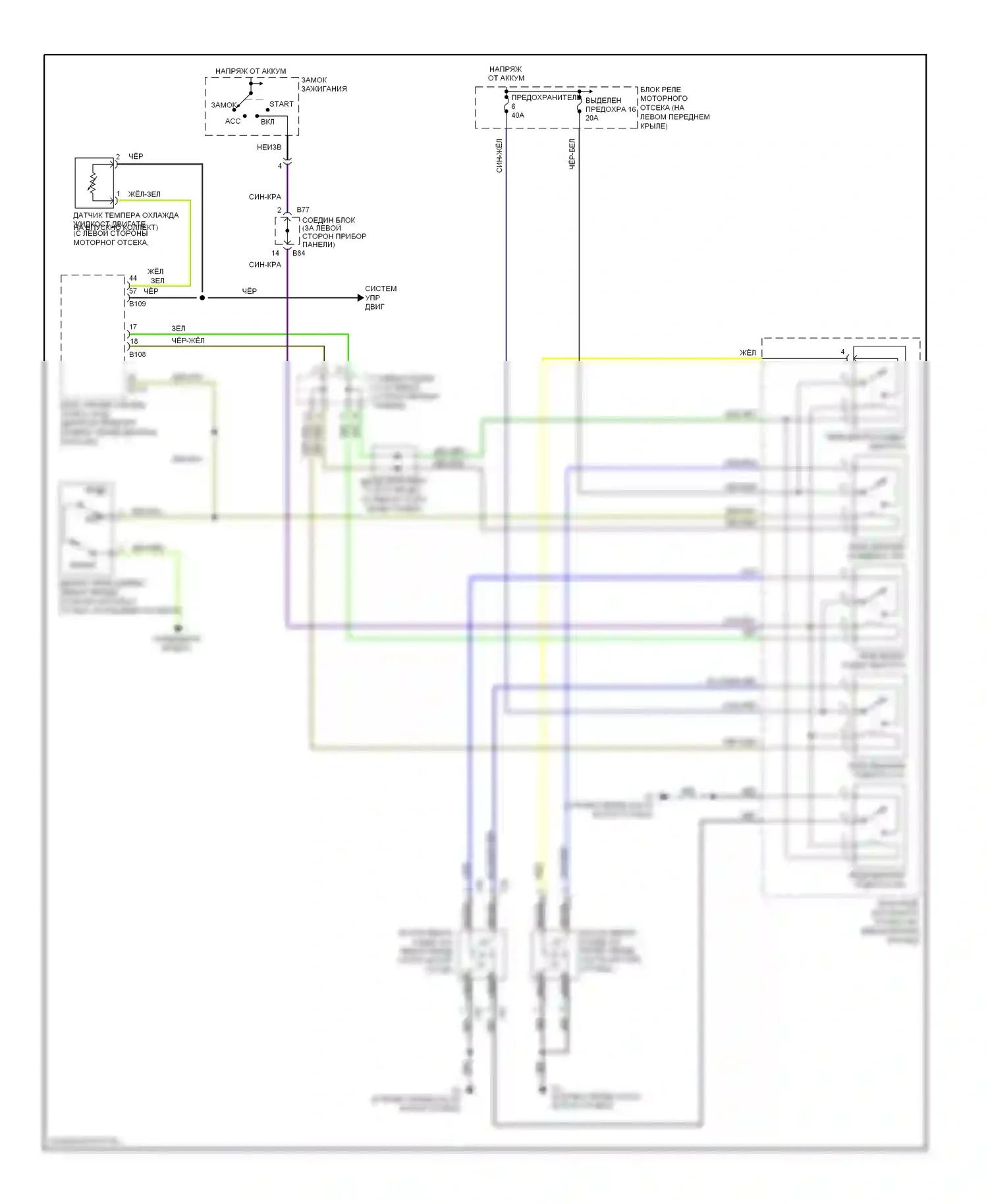 Diamante Mitsubishi II (1995-2005): Электросхема вентилятора охлаждения 