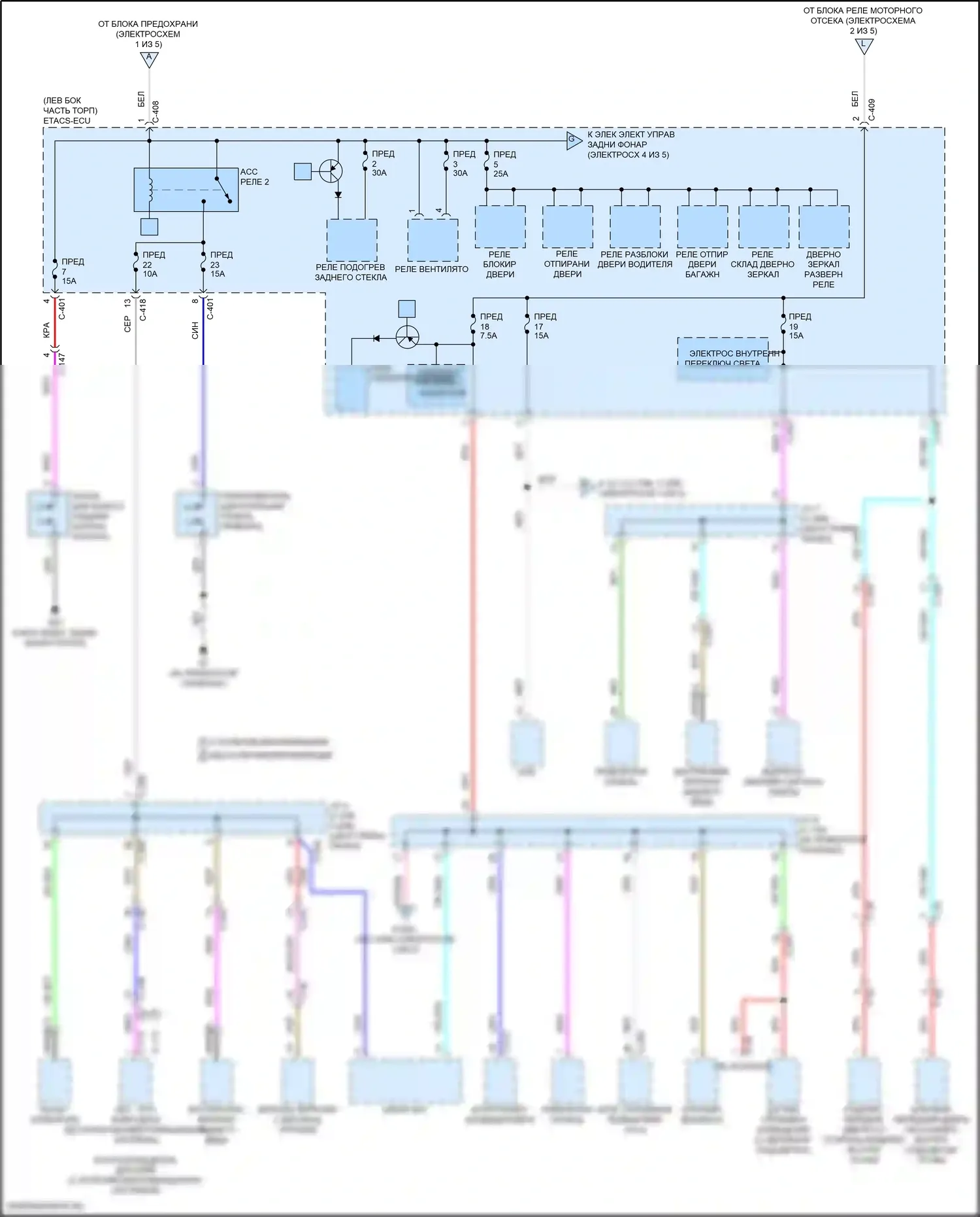 Eclipse Cross Mitsubishi I рестайлинг (2020-2024): Электросхема блока предохранителей реле (5 из 5) 