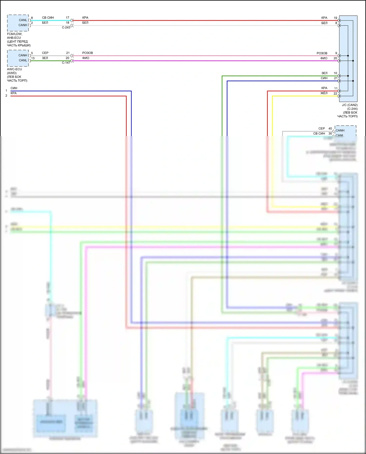 Eclipse Cross Mitsubishi I рестайлинг (2020-2024): Can шина электросхема (3 из 3) 
