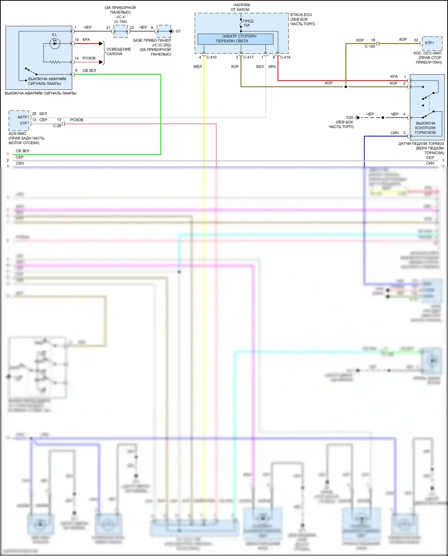 Eclipse Cross Mitsubishi I рестайлинг (2020-2024): Электросхема фар и фонарей (2 из 3) 