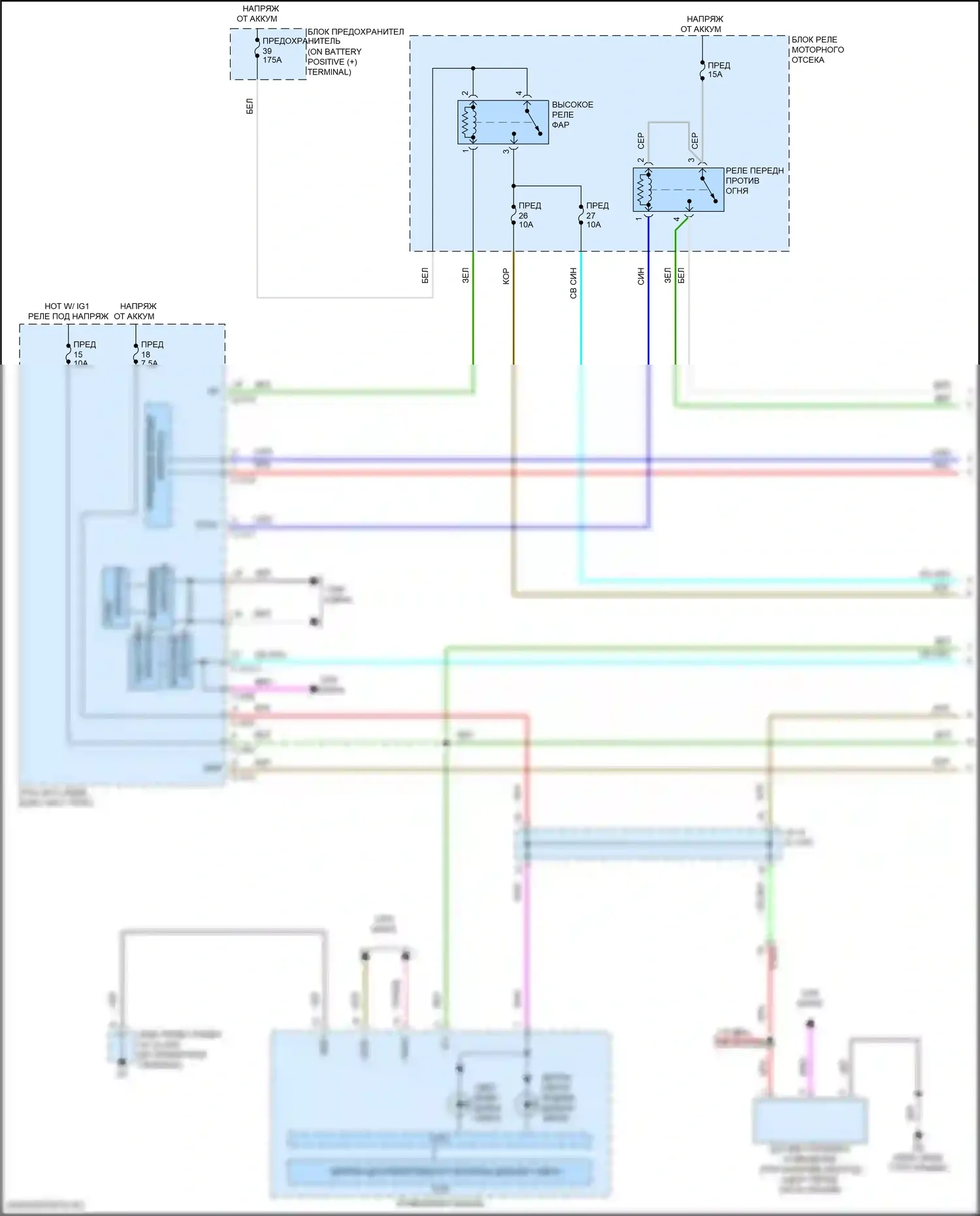 Eclipse Cross Mitsubishi I рестайлинг (2020-2024): Электросхема фар, без светодиодных фар (1 из 2) 