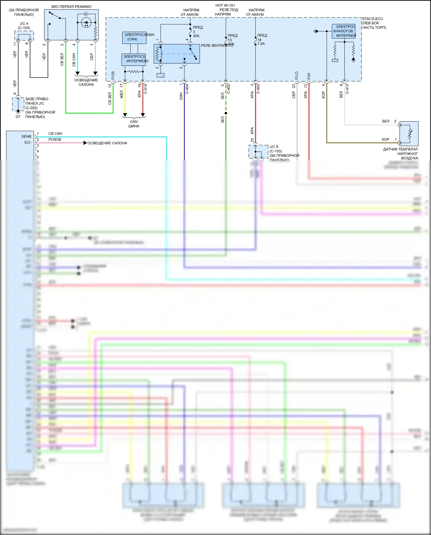 Eclipse Cross Mitsubishi I рестайлинг (2020-2024): Электросхема климат контроля (1 из 3) 
