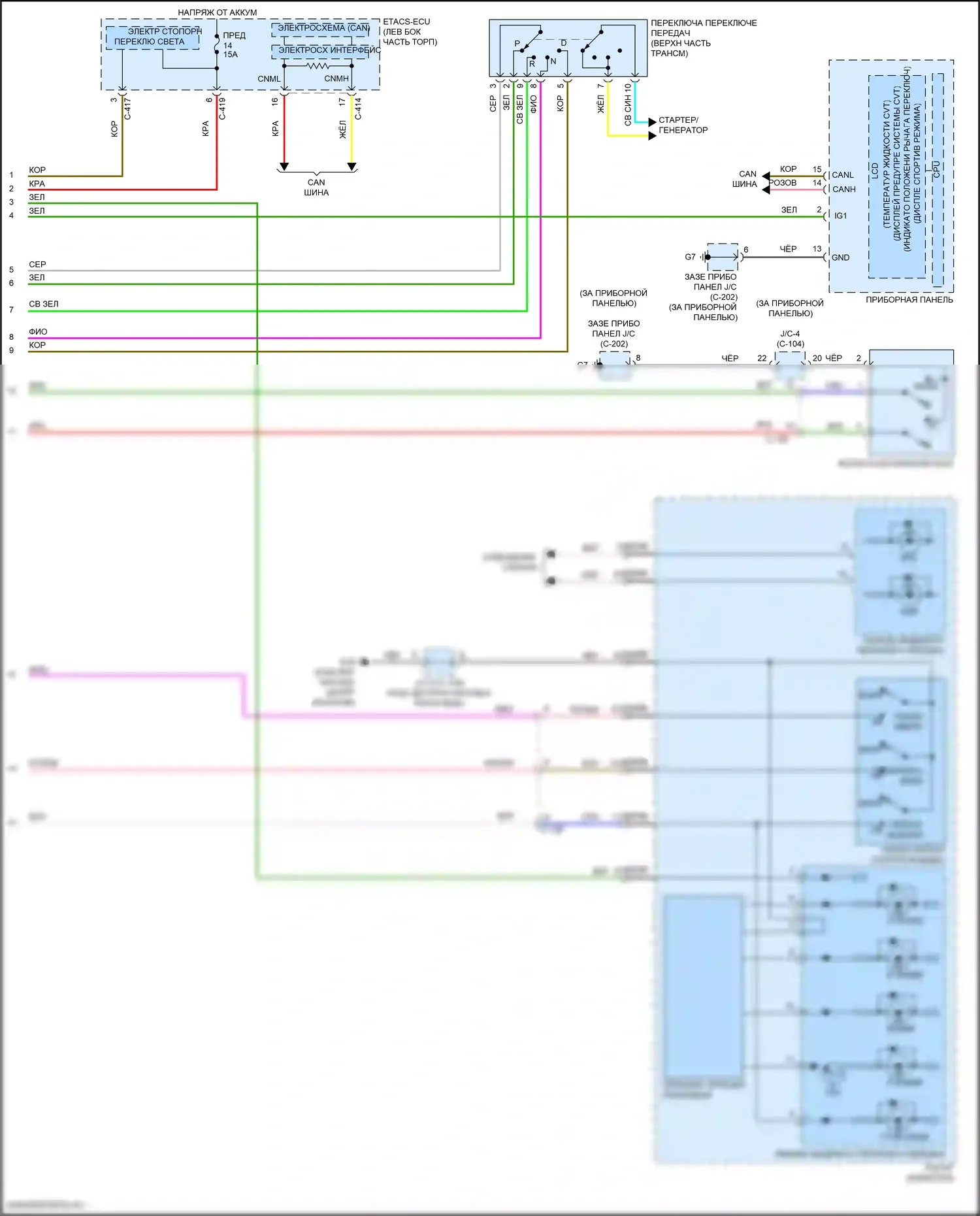 Eclipse Cross Mitsubishi I рестайлинг (2020-2024): Электросхема автоматической коробки передач (2 из 2) 