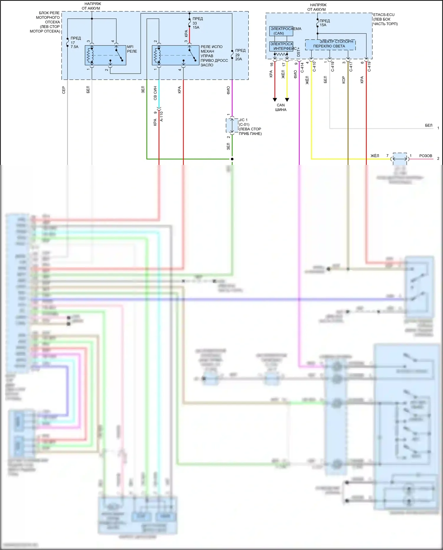Eclipse Cross Mitsubishi I рестайлинг (2020-2024): Электросхема круиз-контроля, с адаптивным круиз-контролем (1 из 2) 