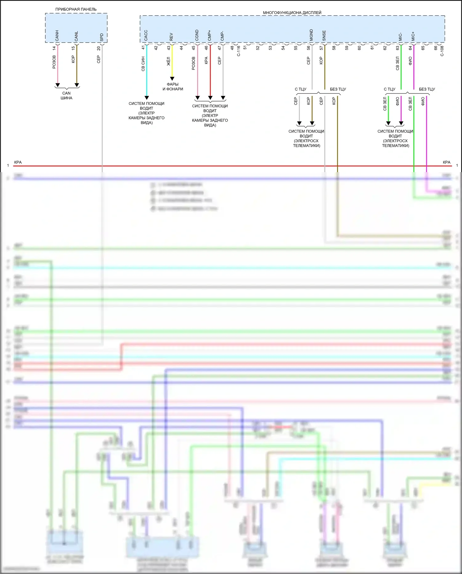Eclipse Cross Mitsubishi I рестайлинг (2020-2024): Электросхема магнитолы, с мультисвязной системой, с усилителем (2 из 4) 