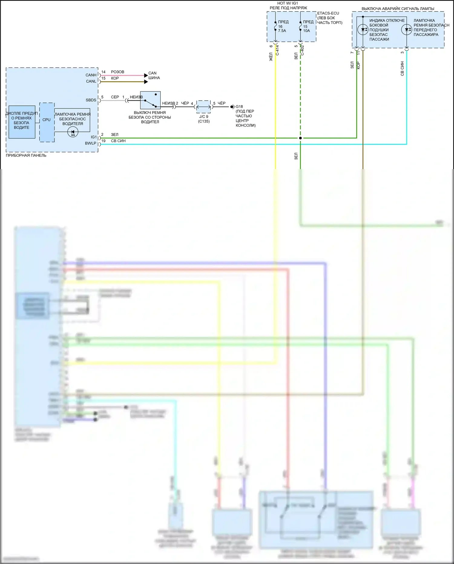 Eclipse Cross Mitsubishi I рестайлинг (2020-2024): Электросхема подушек безопасности (1 из 5) 