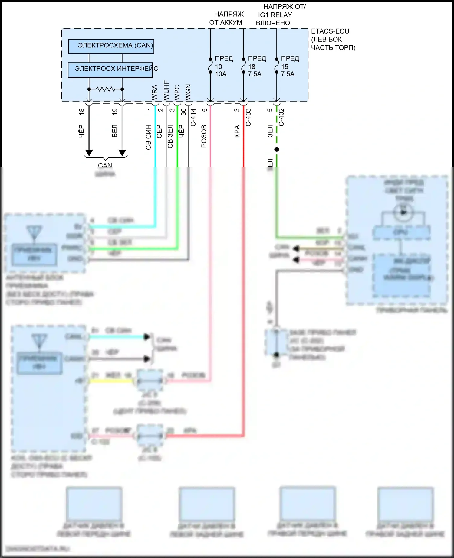 Eclipse Cross Mitsubishi I рестайлинг (2020-2024): Электросхема контроля давления в шинах 