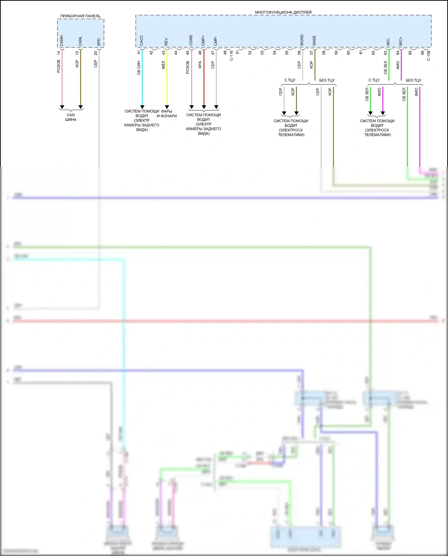 Eclipse Cross Mitsubishi I рестайлинг (2020-2024): Электросхема навигации, без усилителя (2 из 3) 