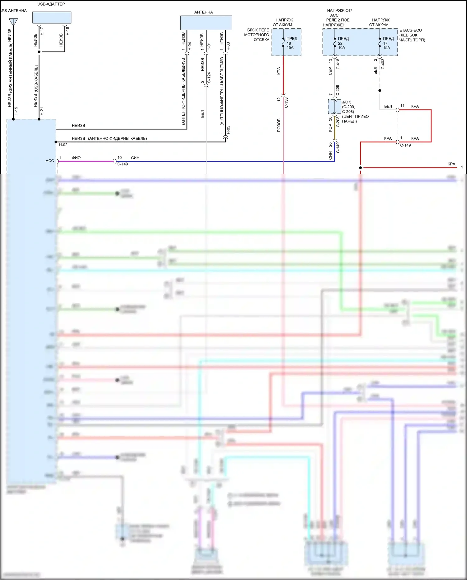 Eclipse Cross Mitsubishi I рестайлинг (2020-2024): Электросхема навигации, с усилителем (1 из 4) 