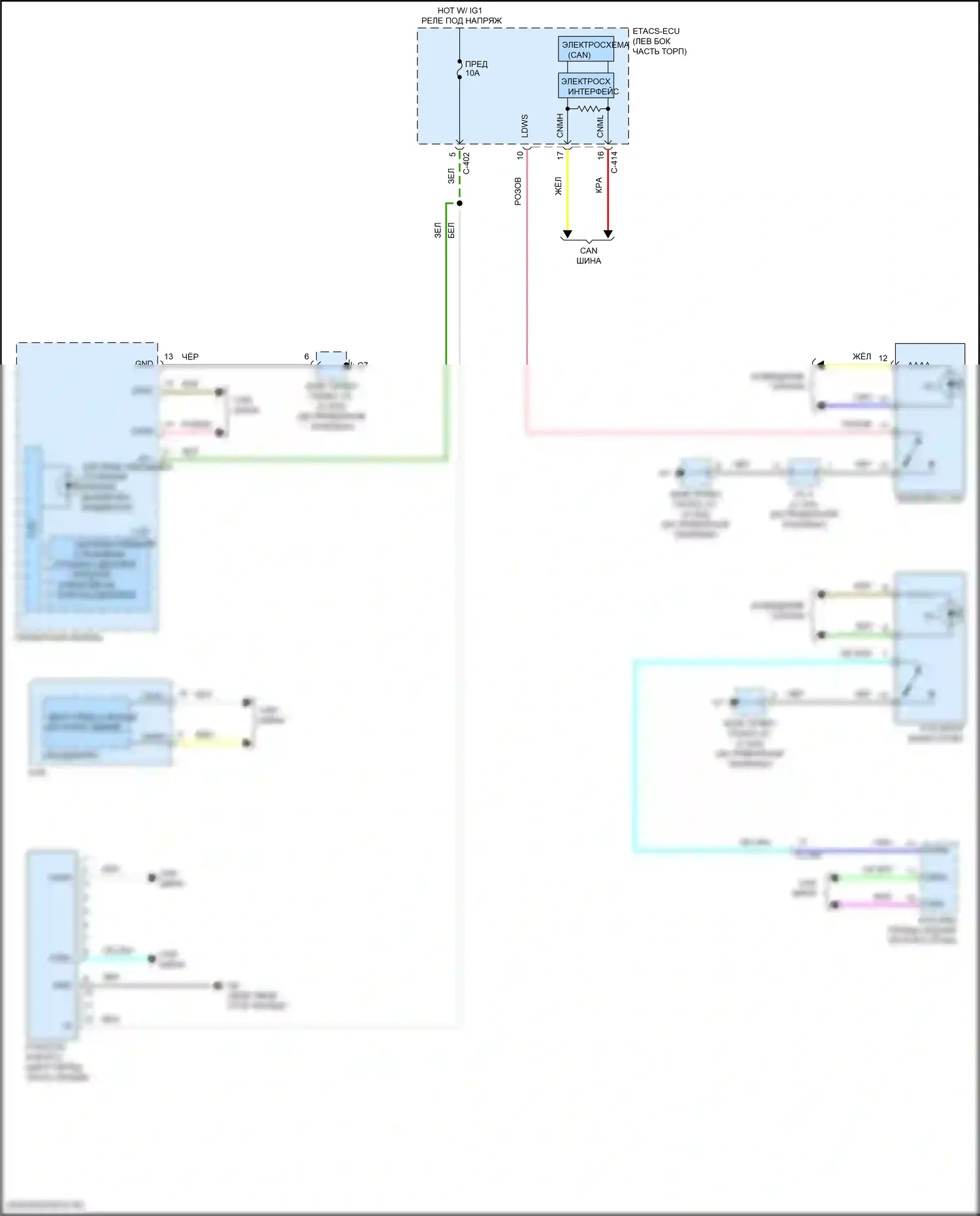 Eclipse Cross Mitsubishi I рестайлинг (2020-2024): Электросхема сигнализации о выезде с полосы движения 