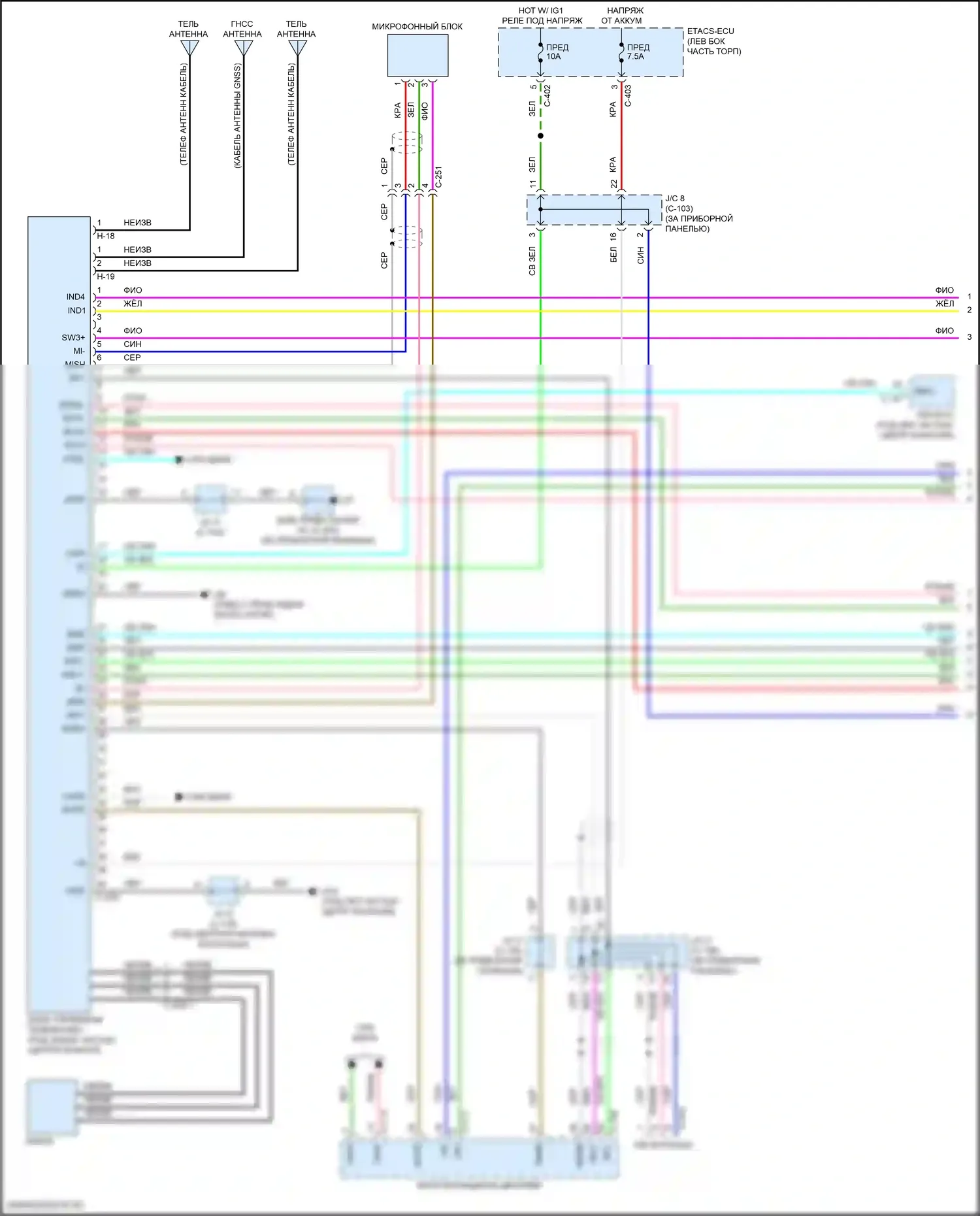 Eclipse Cross Mitsubishi I рестайлинг (2020-2024): Электросхема телематики (1 из 2) 