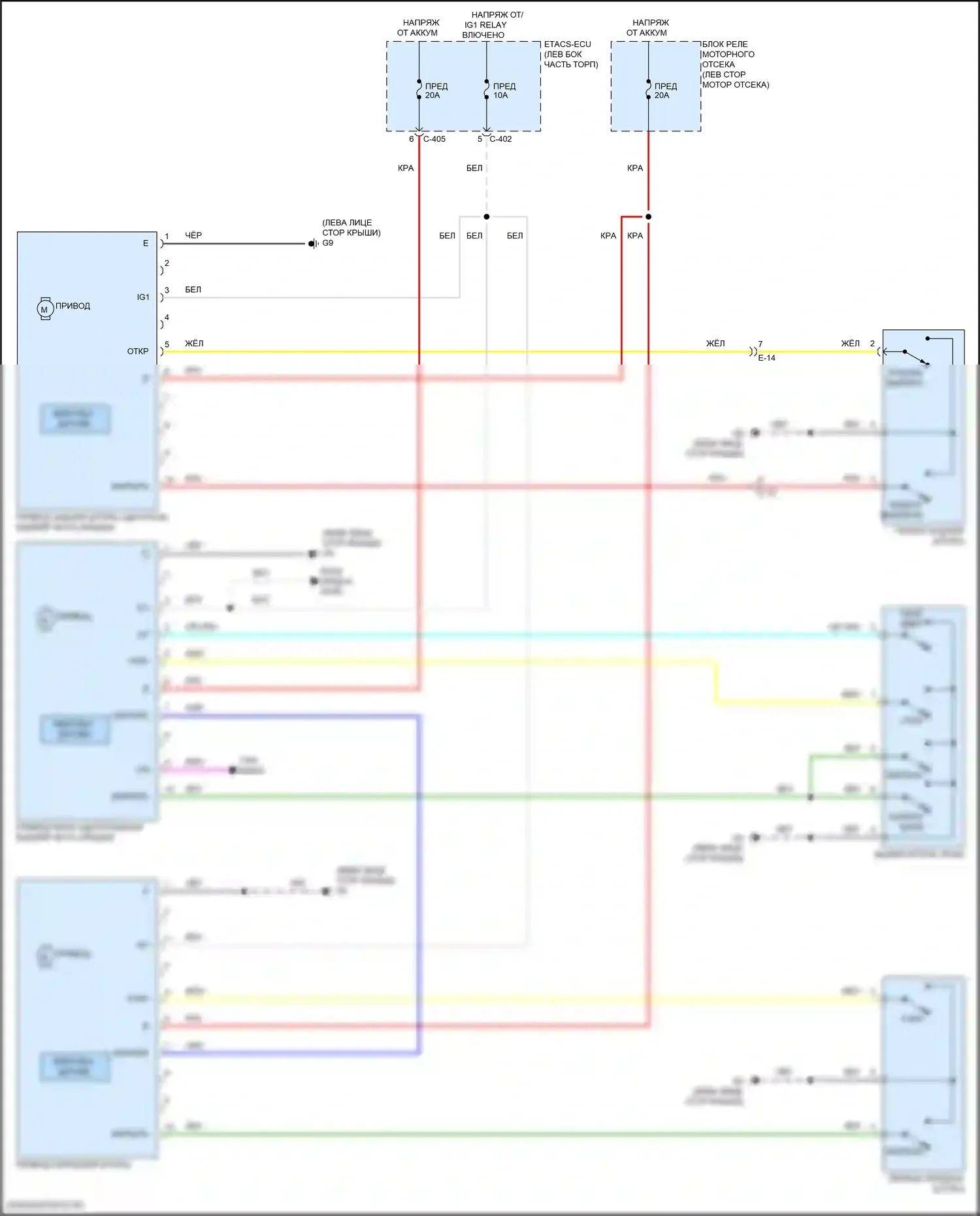 Eclipse Cross Mitsubishi I рестайлинг (2020-2024): Электросхема складной крыши/люка 