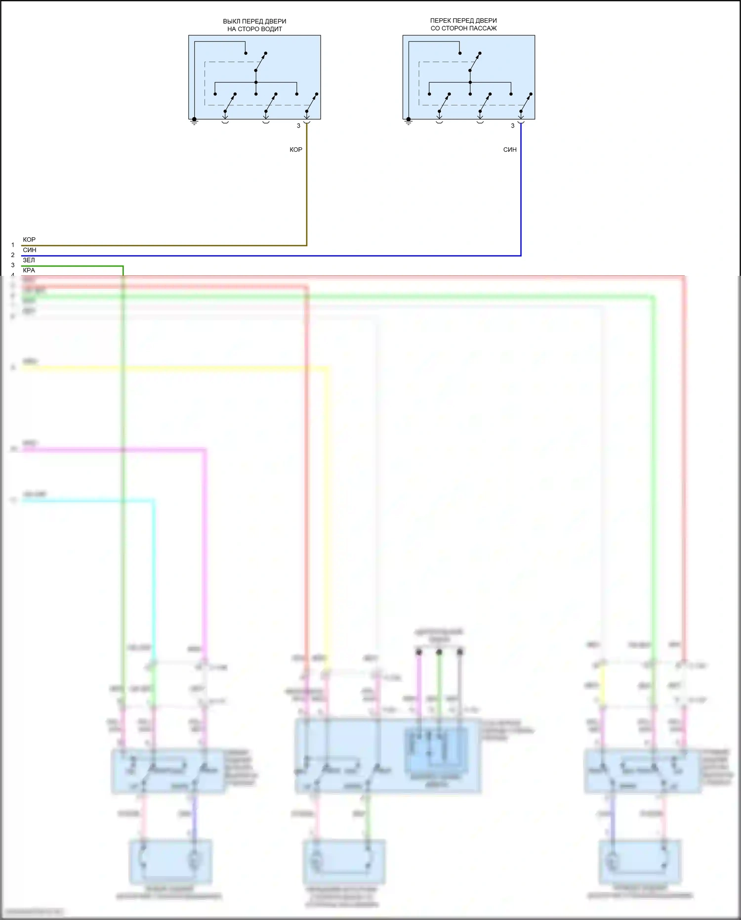 Eclipse Cross Mitsubishi I рестайлинг (2020-2024): Электросхема стеклоподъемников с открывающимся/закрывающимся стеклоподъемником на стороне водителя (2 из 2) 