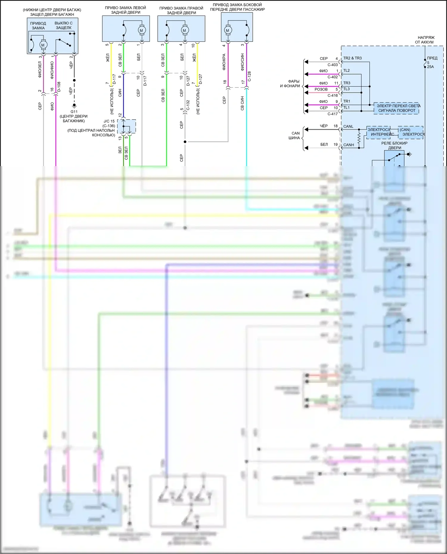 Eclipse Cross Mitsubishi I рестайлинг (2020-2024): Электросхема центрального замка, без включения одним нажатием (2 из 2) 