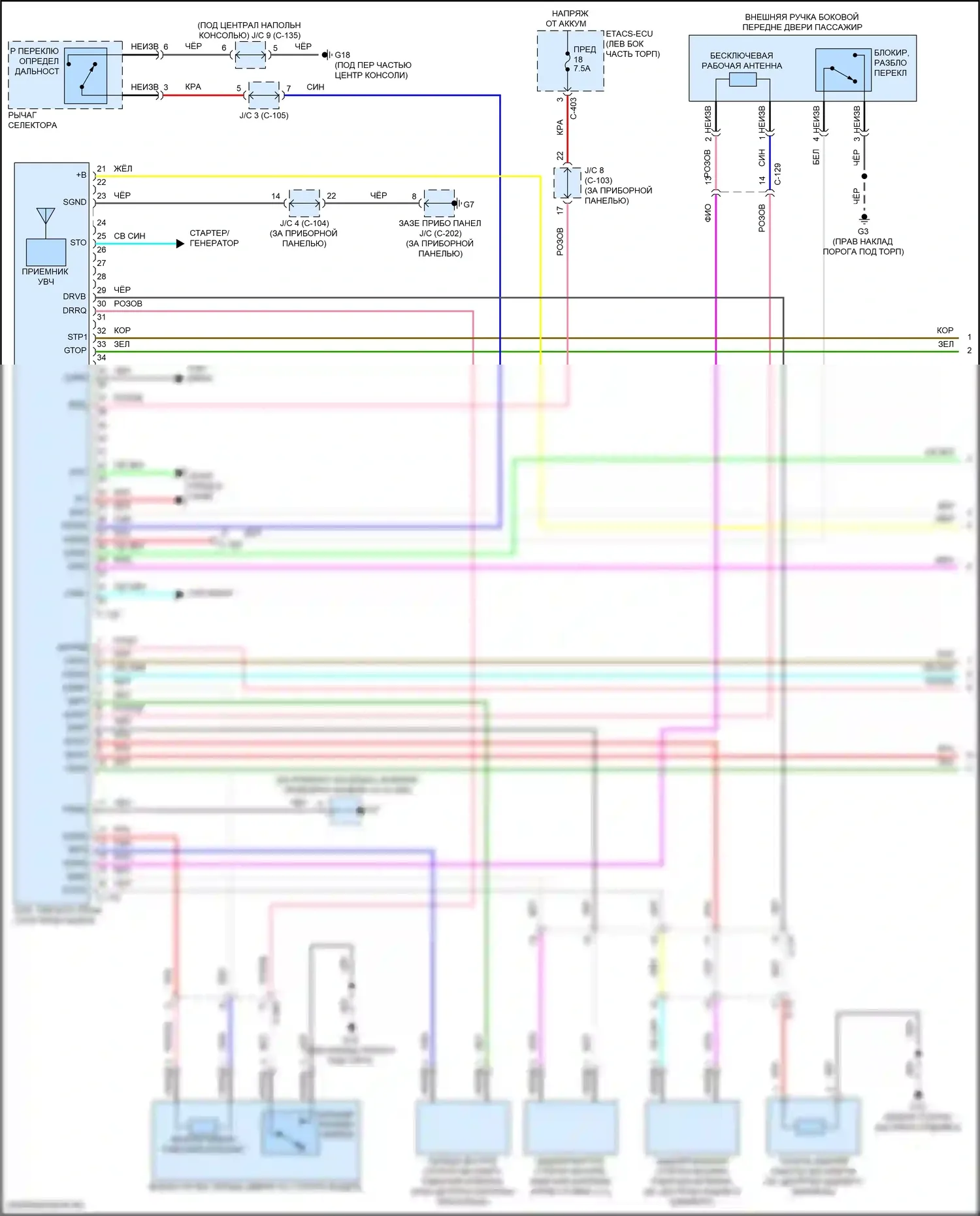 Eclipse Cross Mitsubishi I рестайлинг (2020-2024): Электросхема центрального замка, с запуском одним нажатием (1 из 3) 