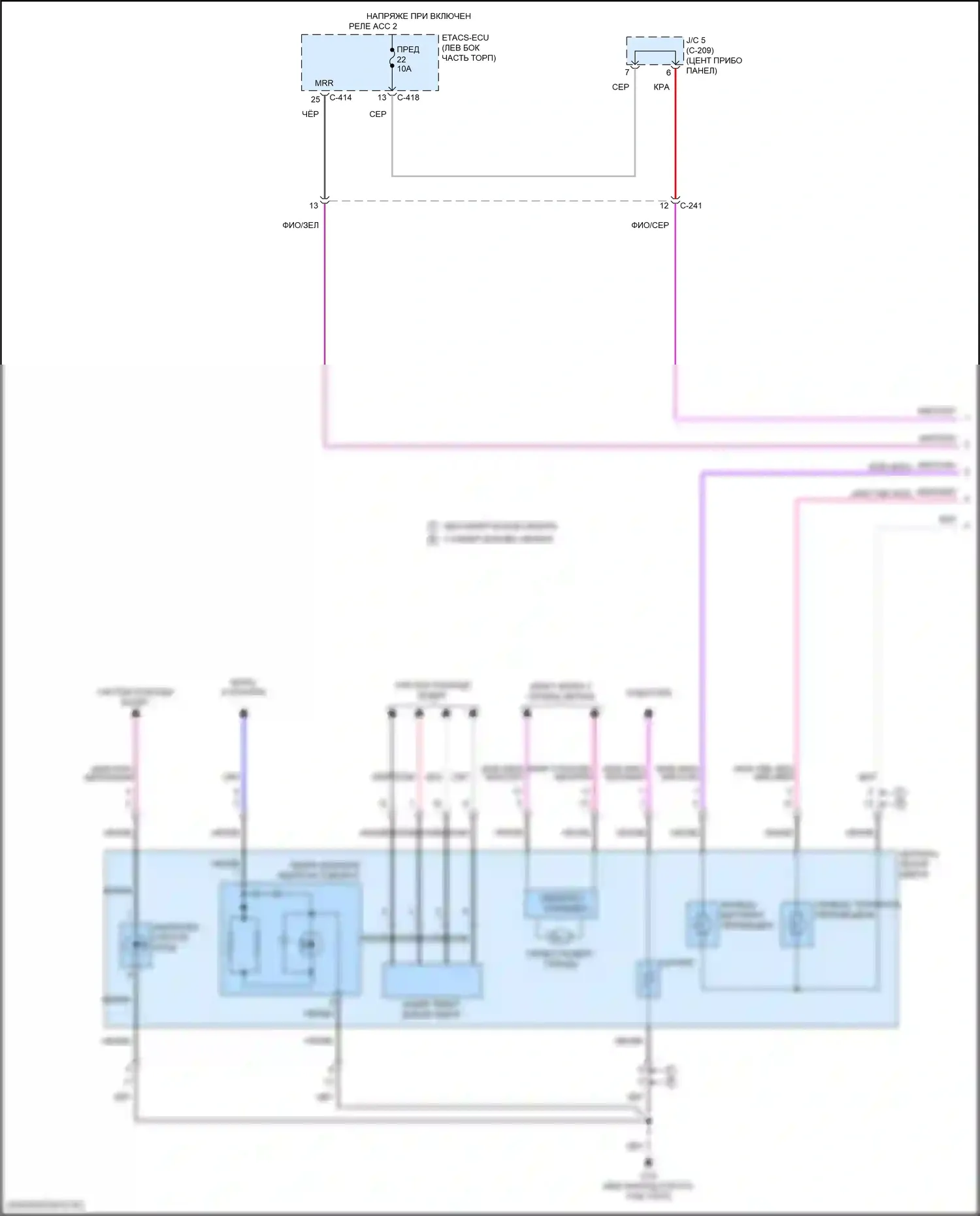 Eclipse Cross Mitsubishi I рестайлинг (2020-2024): Управление зеркалами заднего вида электросхема (1 из 2) 