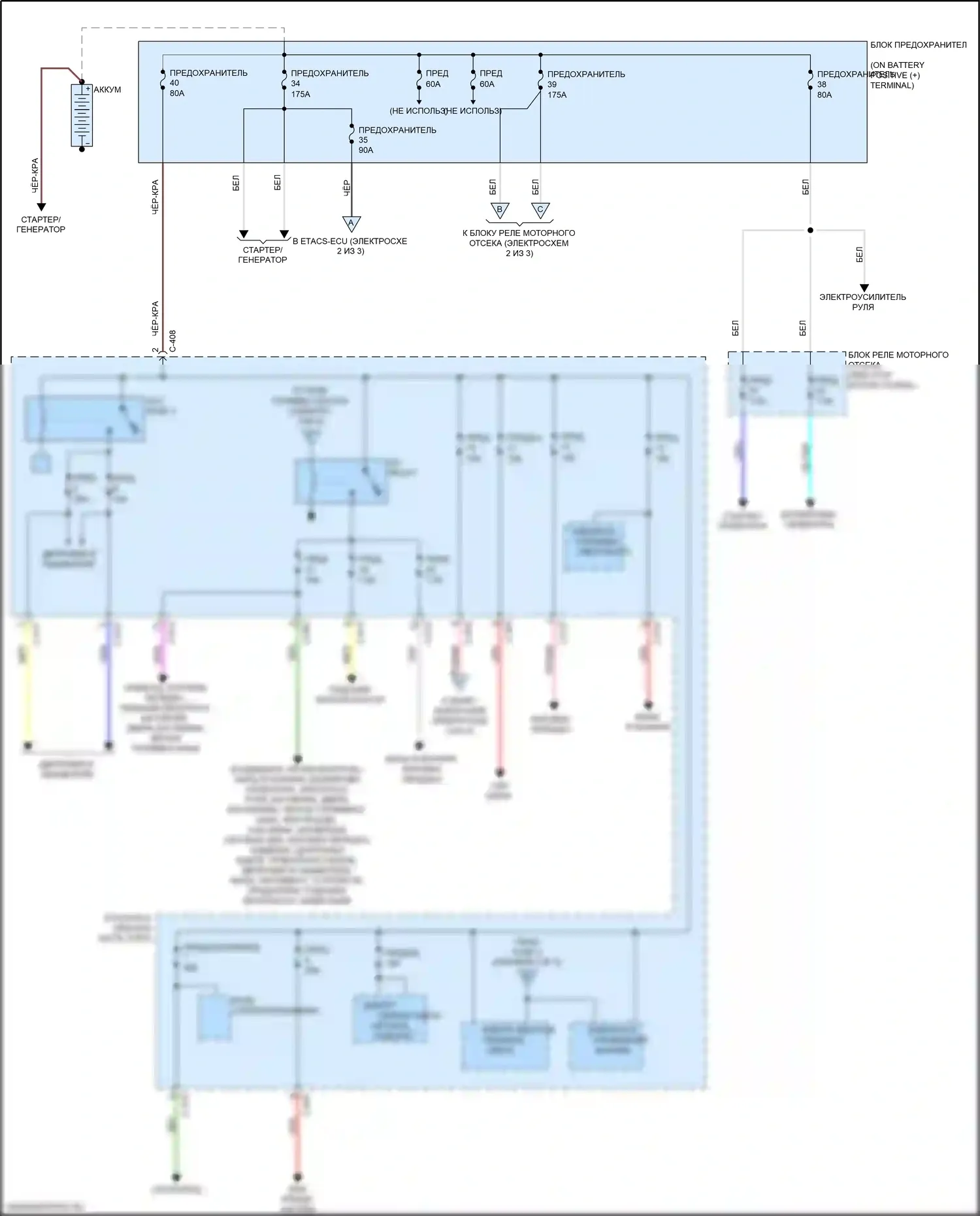 Eclipse Cross Mitsubishi I (2017-2022): Электросхема блока предохранителей реле (1 из 3) 